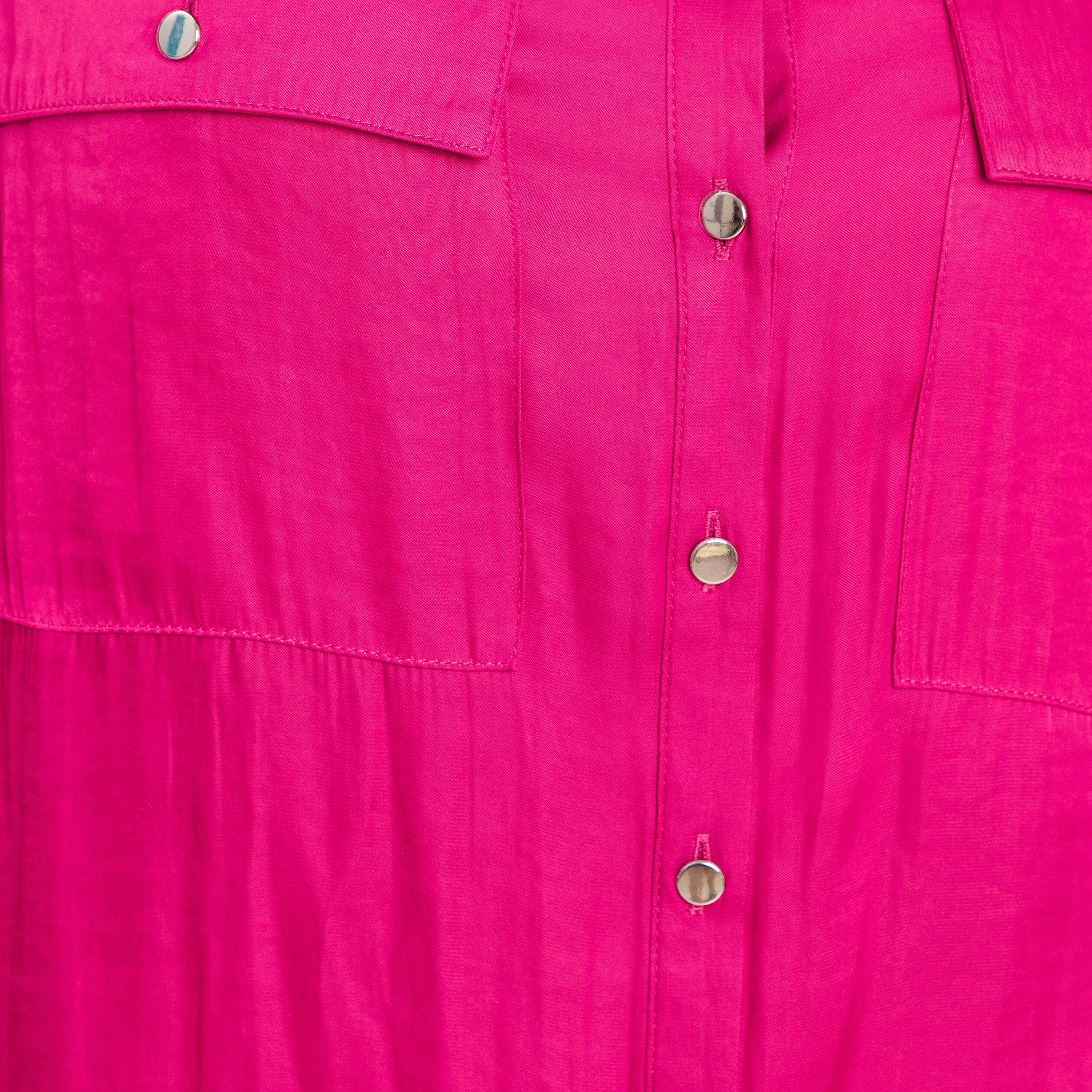Chemise satin&eacute;e manches longues rose fushia femme