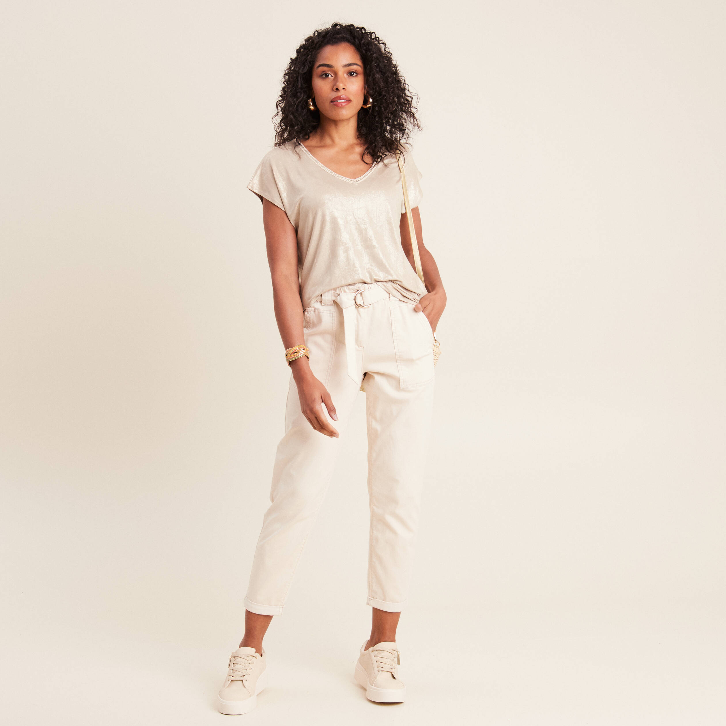 pantalon large 78eme ivoire femme Pantalon large 7/8ème ivoire femme