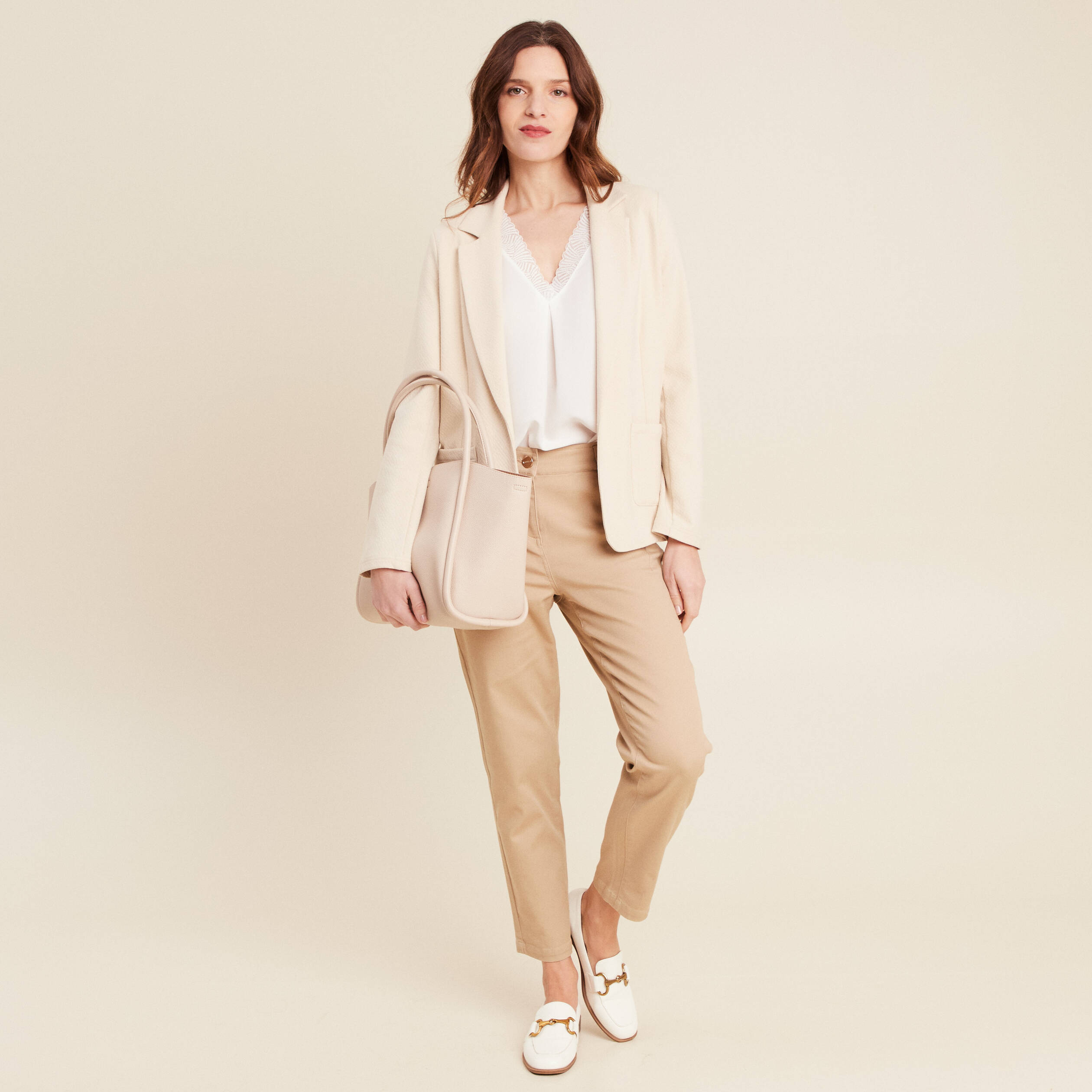 pantalon droit 78eme sable femme Pantalon droit 7/8ème sable femme