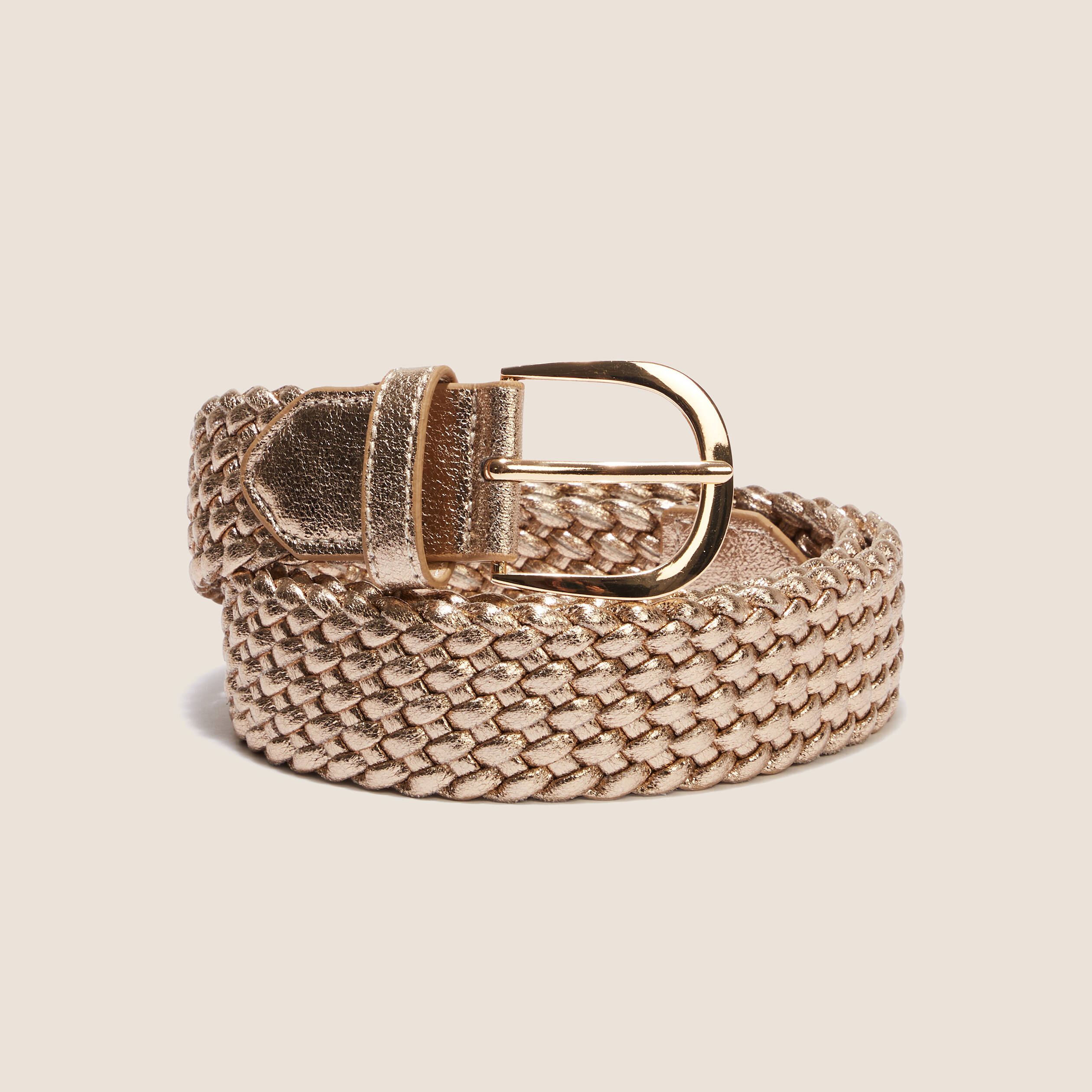 Ceinture tress&eacute;e m&eacute;taliss&eacute;e couleur or femme