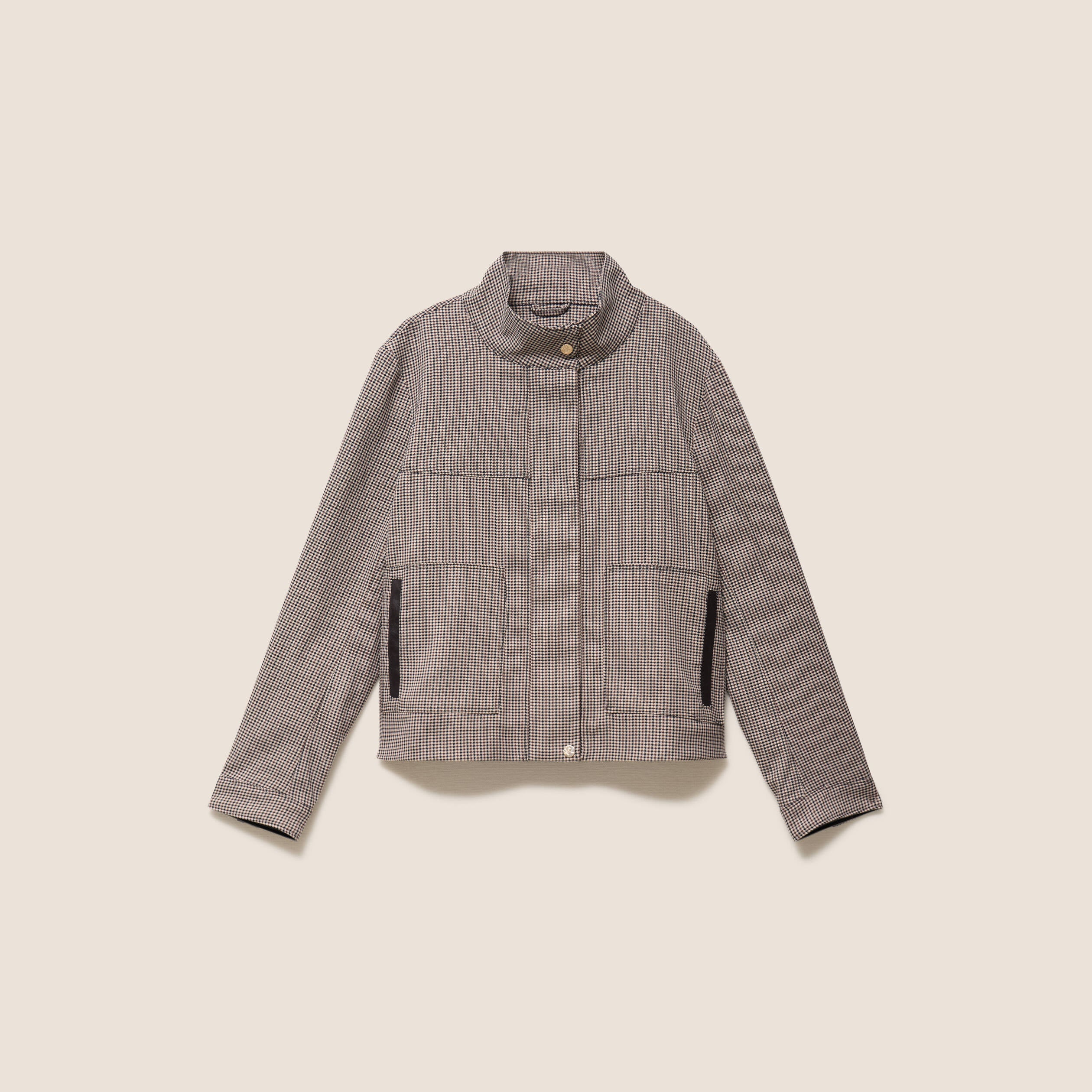 Veste col montant doubl&eacute;e marron femme