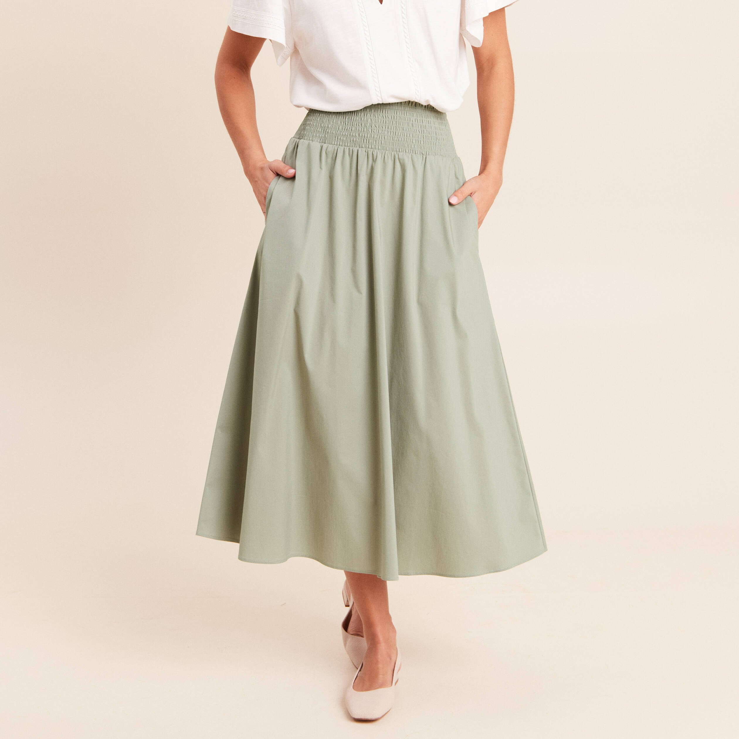 Jupe taille haute vert clair femme