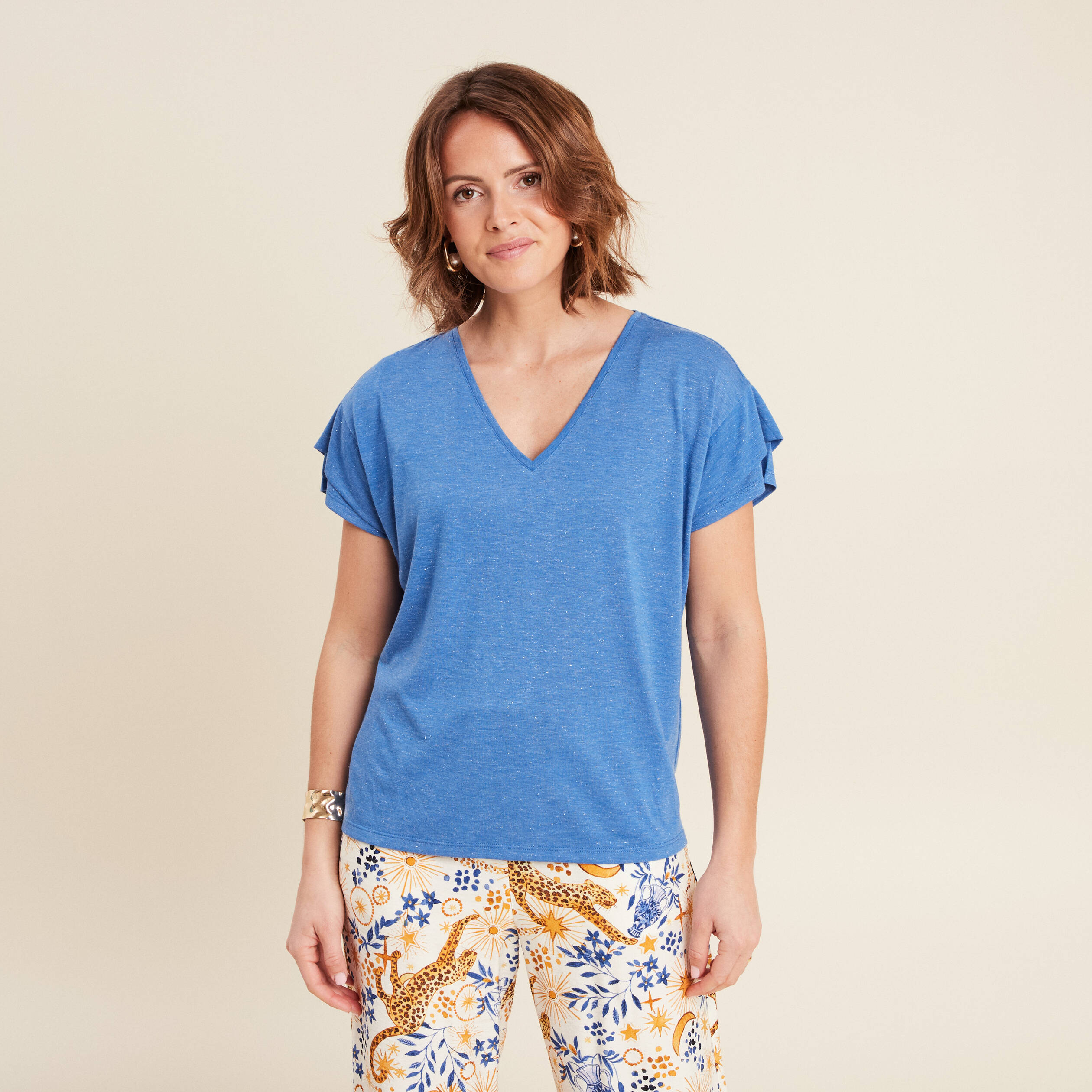 t shirt manches courtes bleu femme T-shirt manches courtes bleu femme