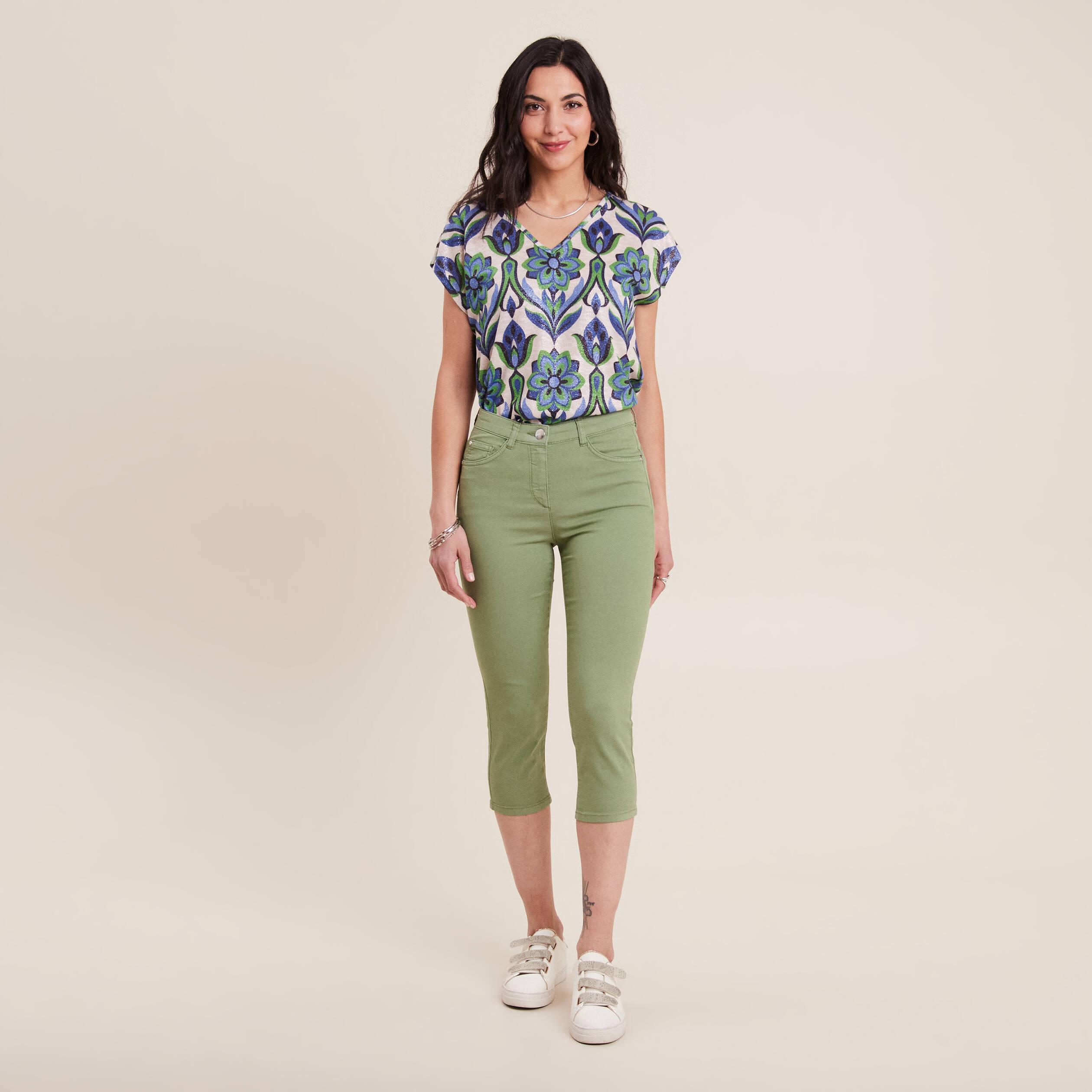 Pantacourt magique Le L&eacute;ger coupe droite vert femme