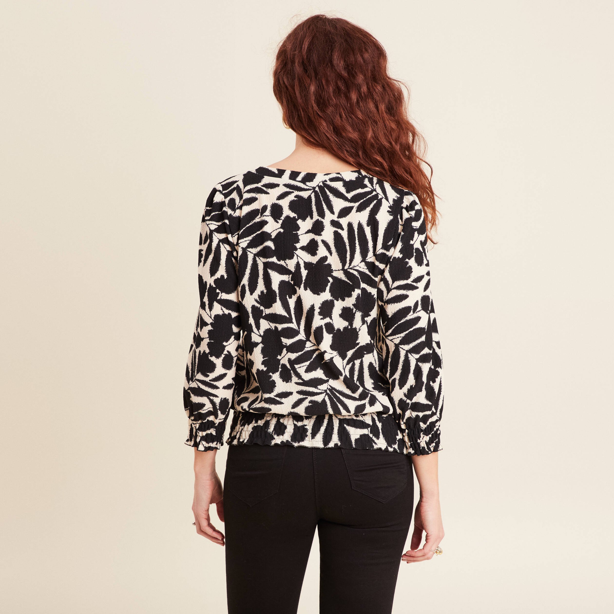 blouse manches 34 noir femme Blouse manches 3/4 noir femme