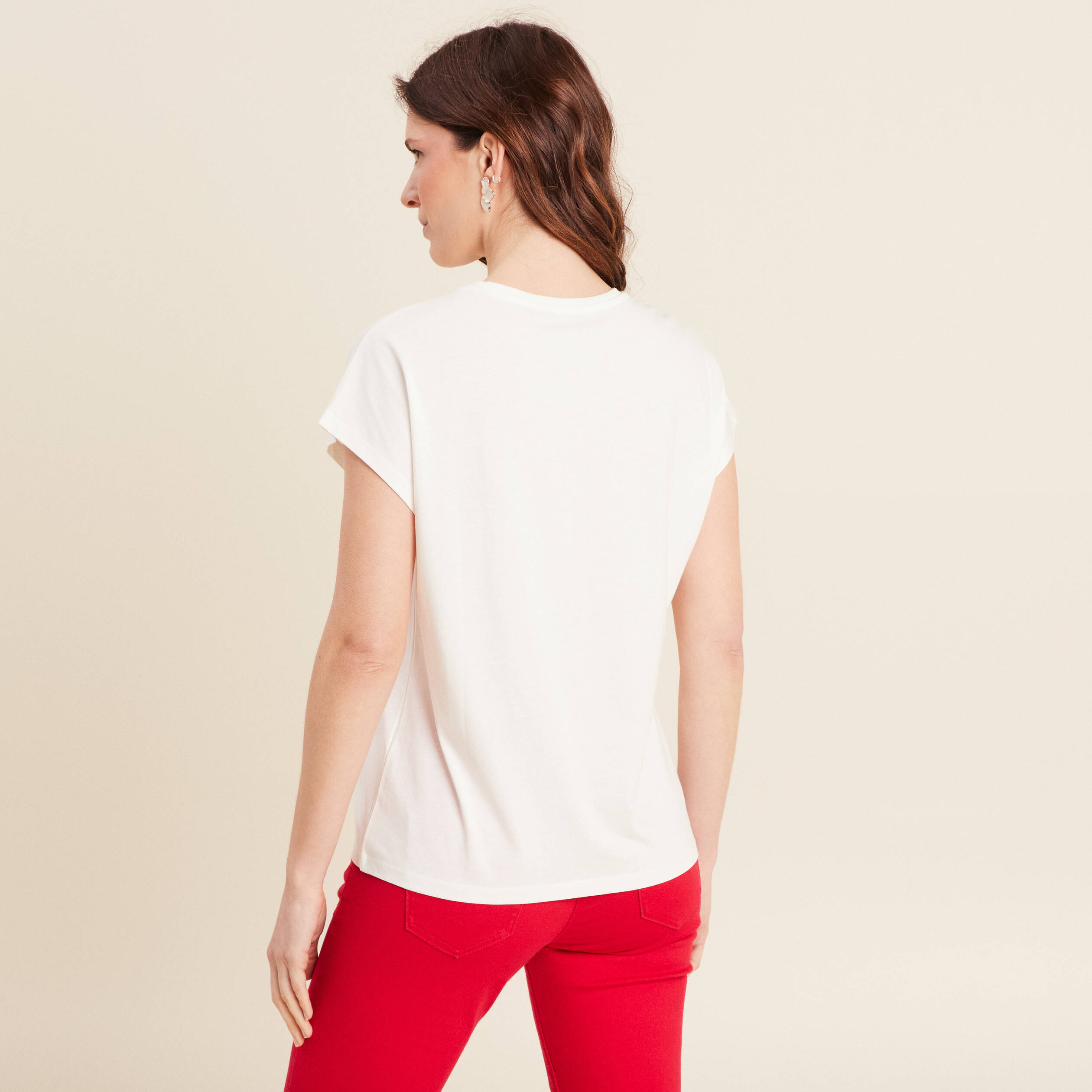 t shirt manches courtes ecru femme T-shirt manches courtes ecru femme