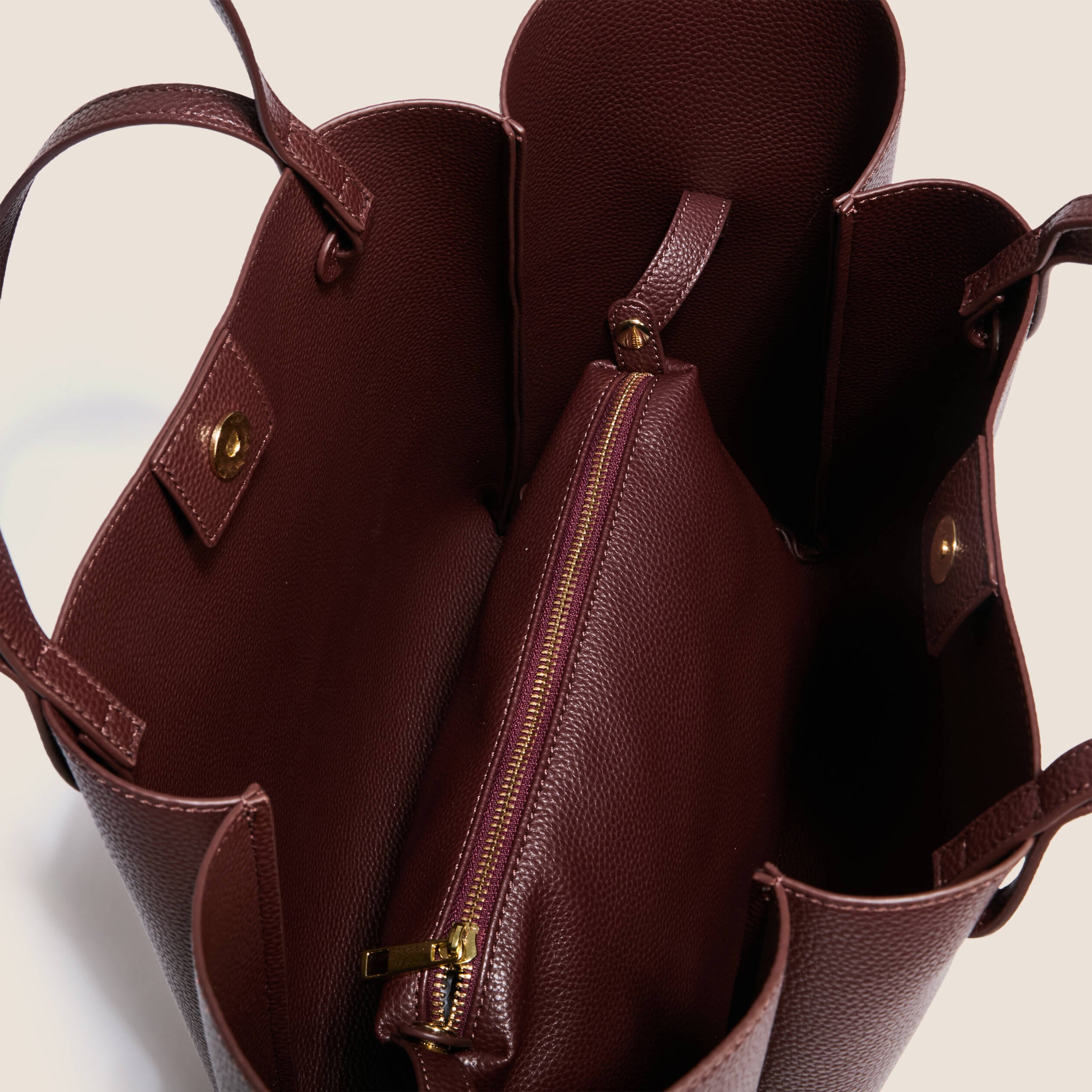 Sac cabas doubl&eacute; bordeaux femme