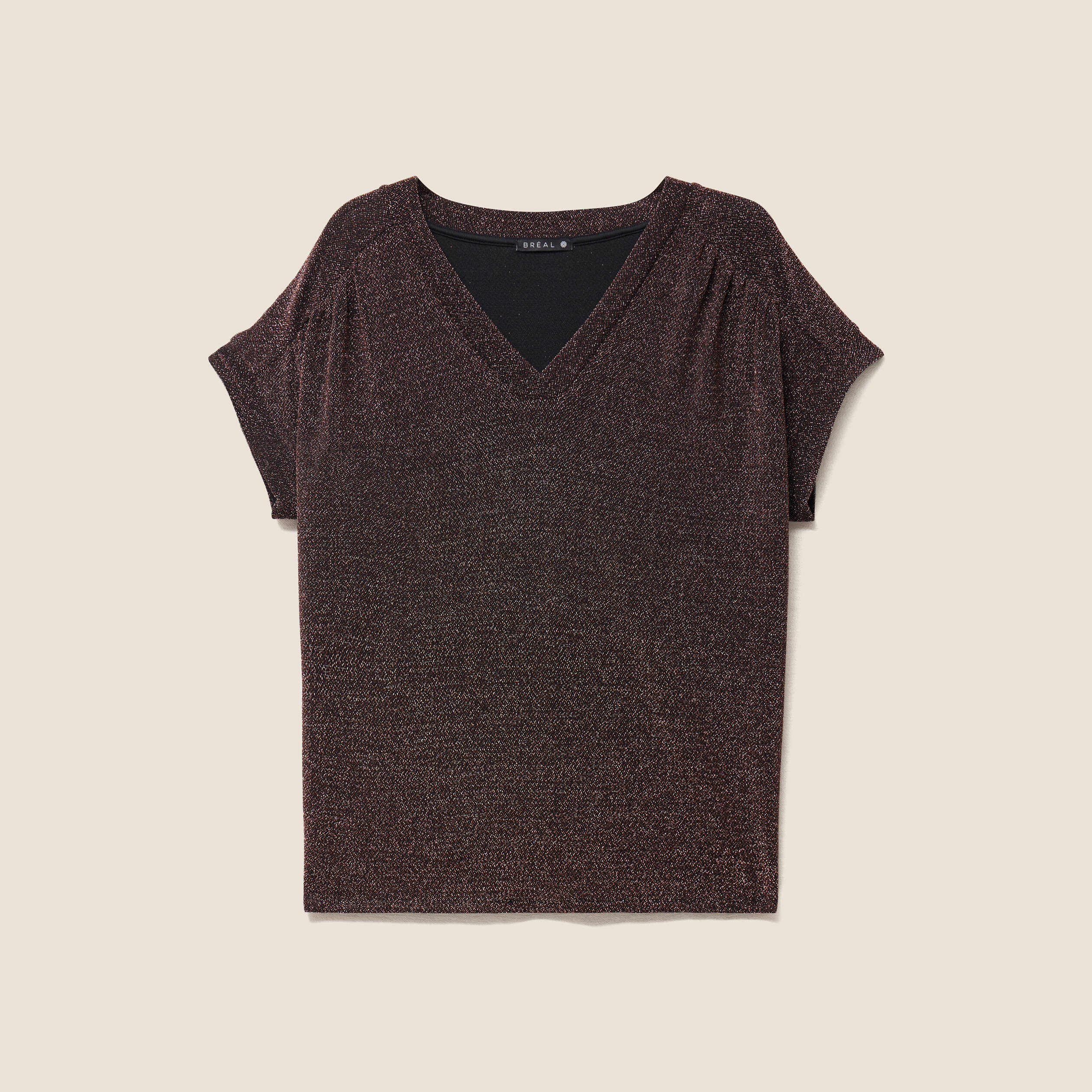 T-shirt manches courtes couleur cuivre femme