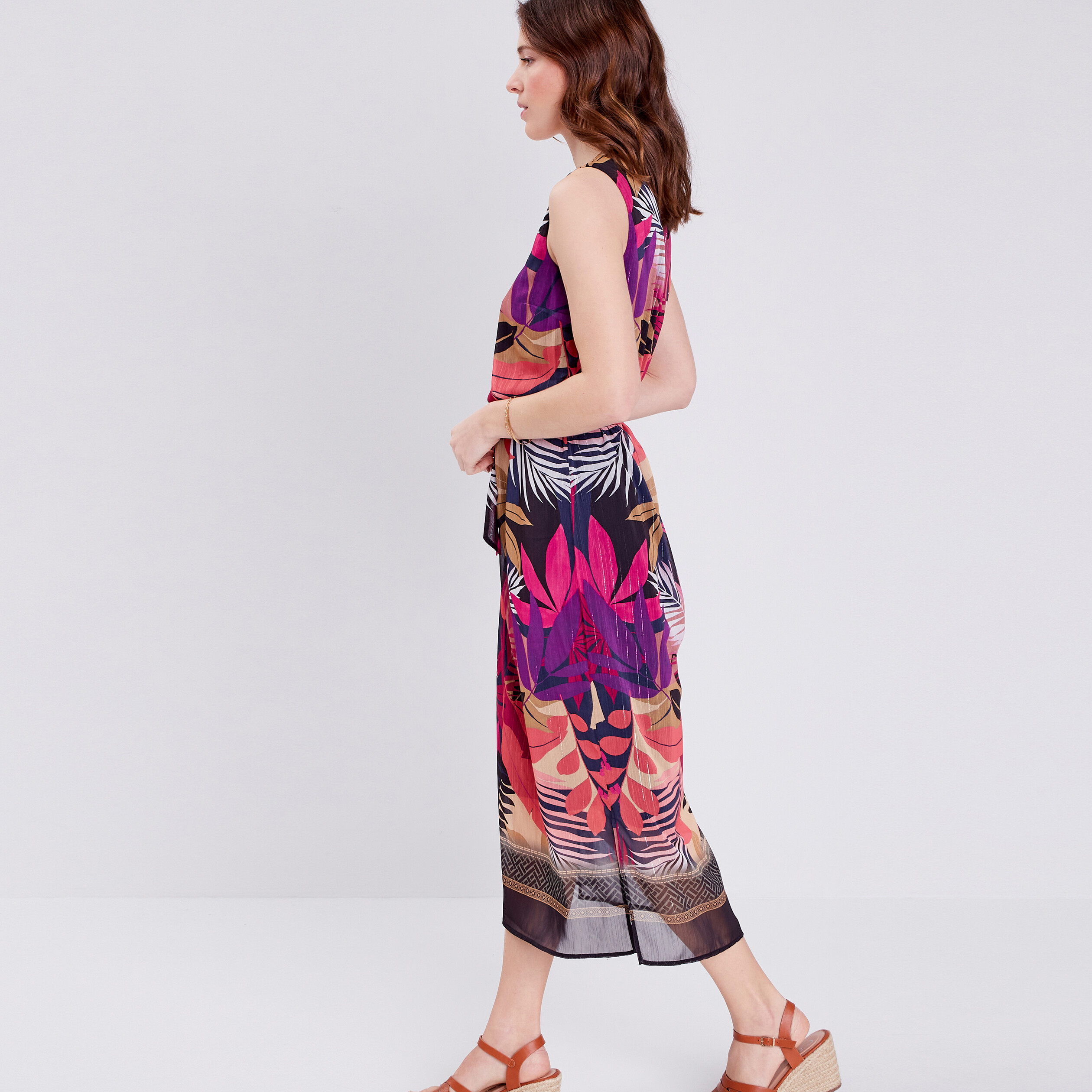 robe longue droite ceinturee rose femme Robe longue droite ceinturée rose femme