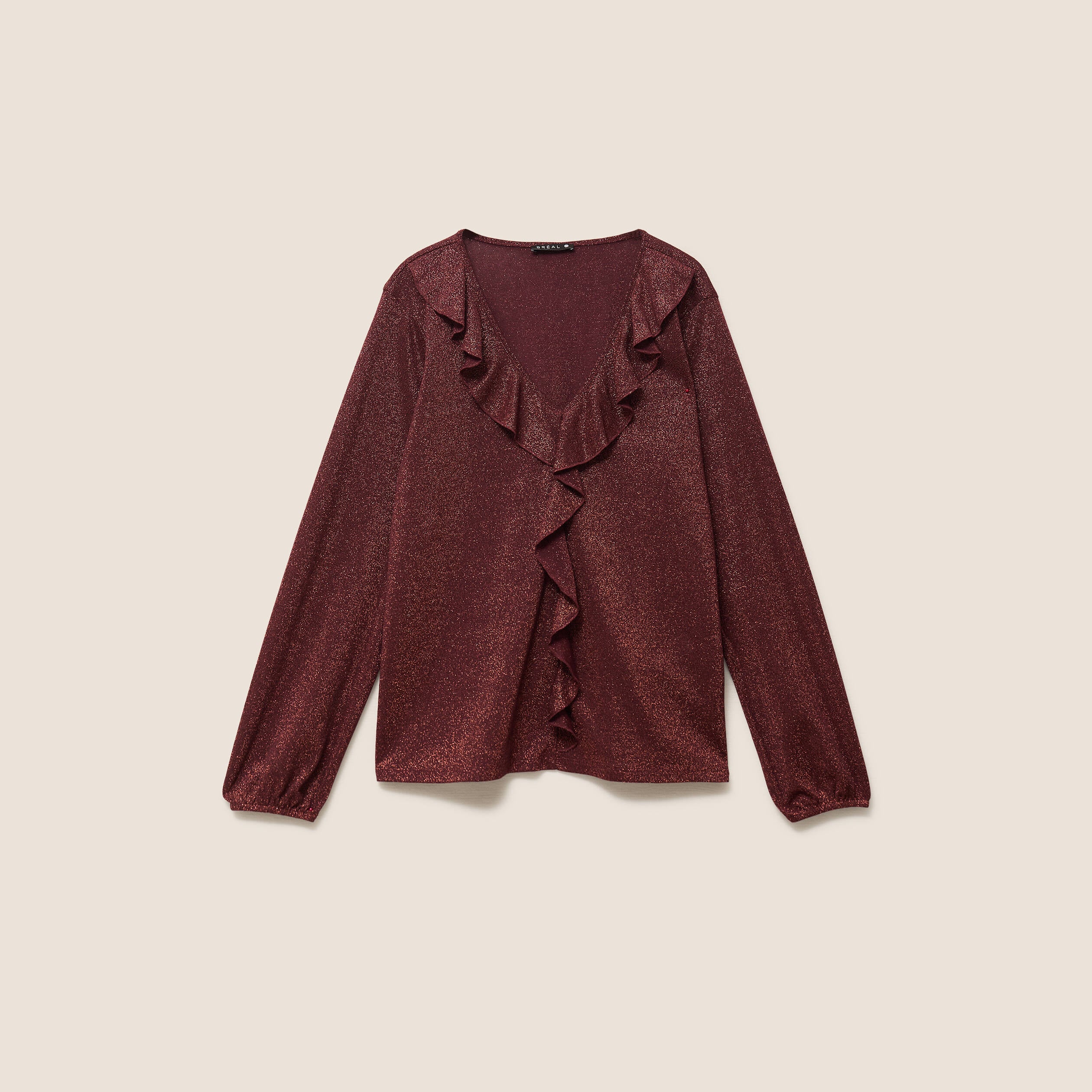 Blouse manches longues orange fonc&eacute; femme