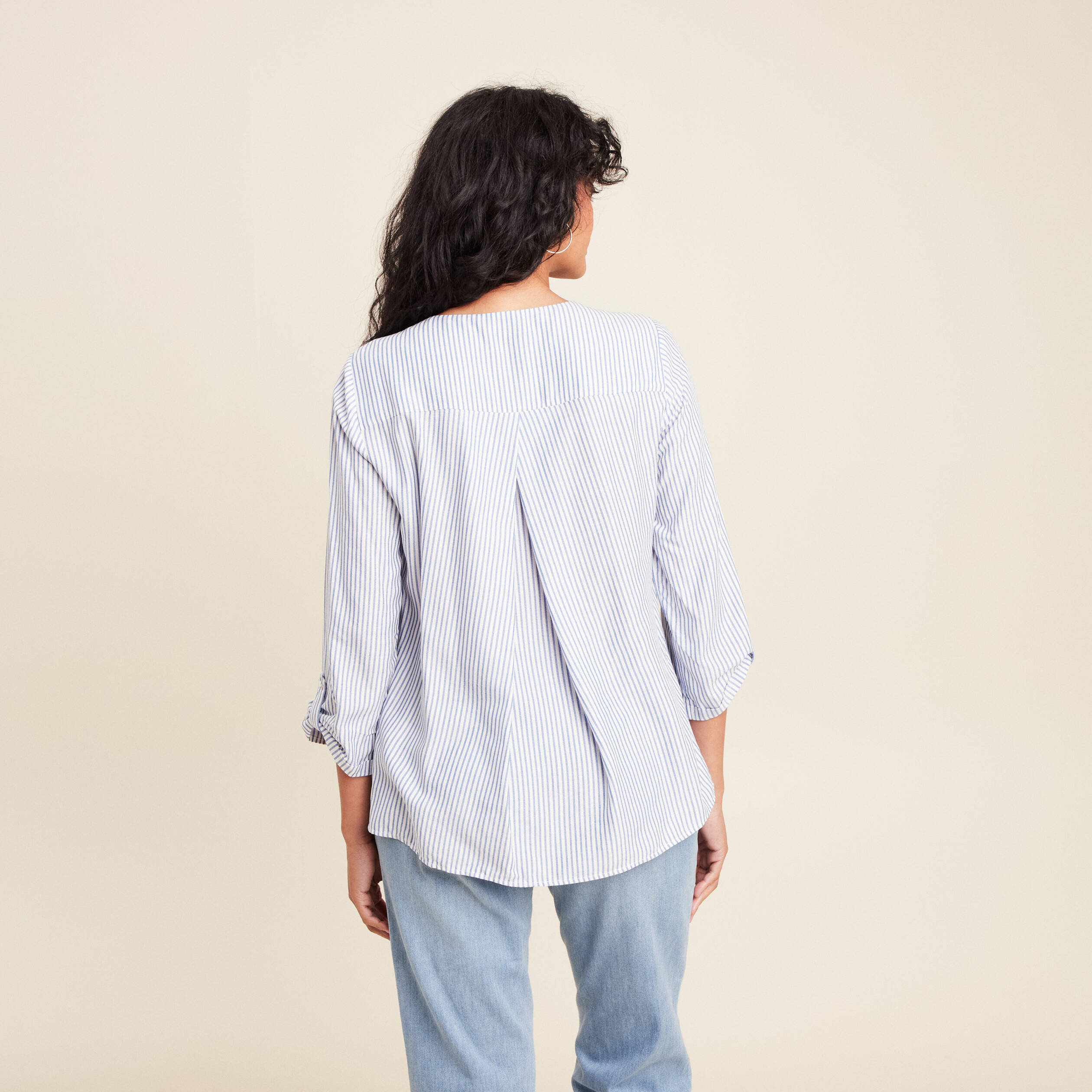 blouse fluide manches 34 bleu femme blouse fluide manches 3/4 bleu femme