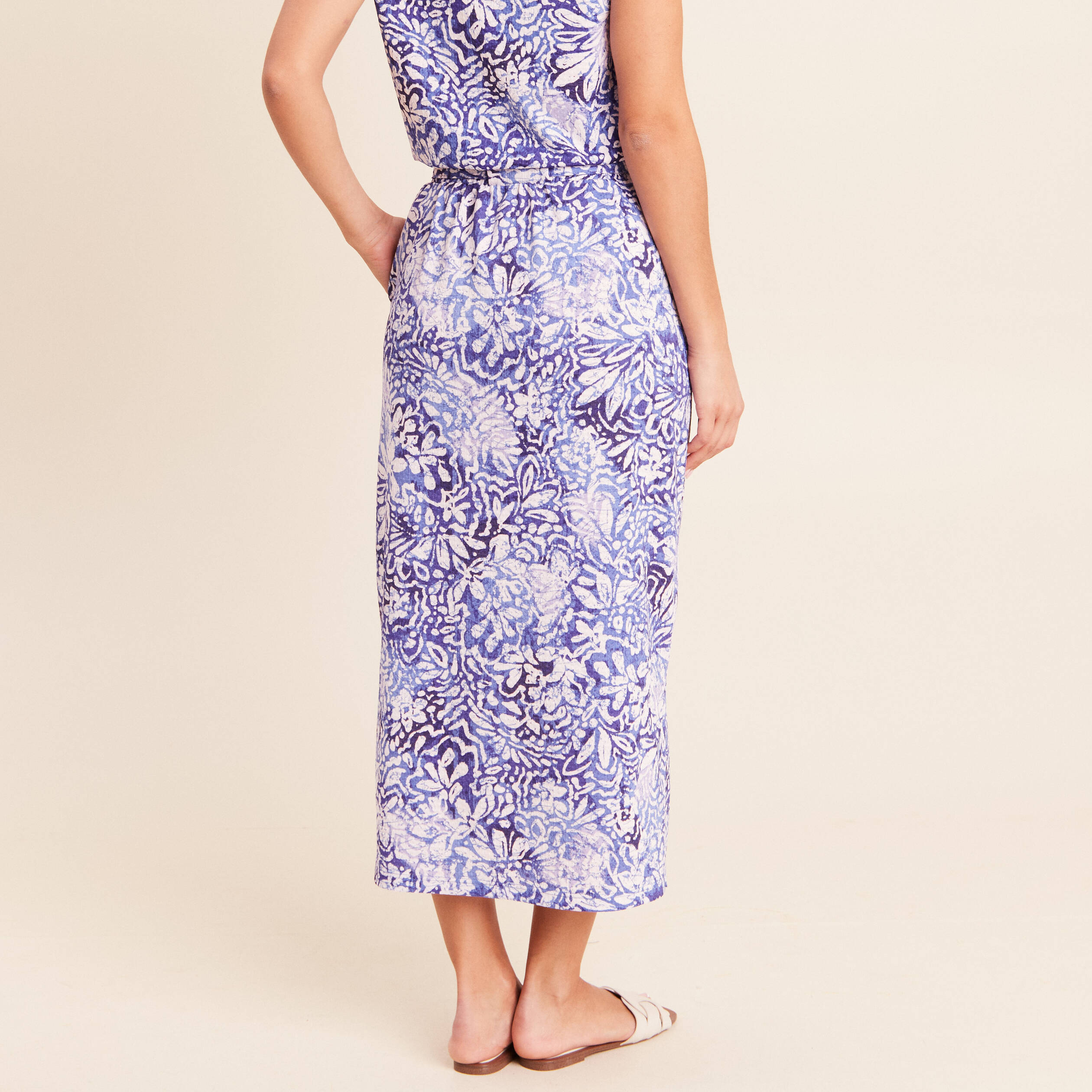 Jupe midi droite bleu femme