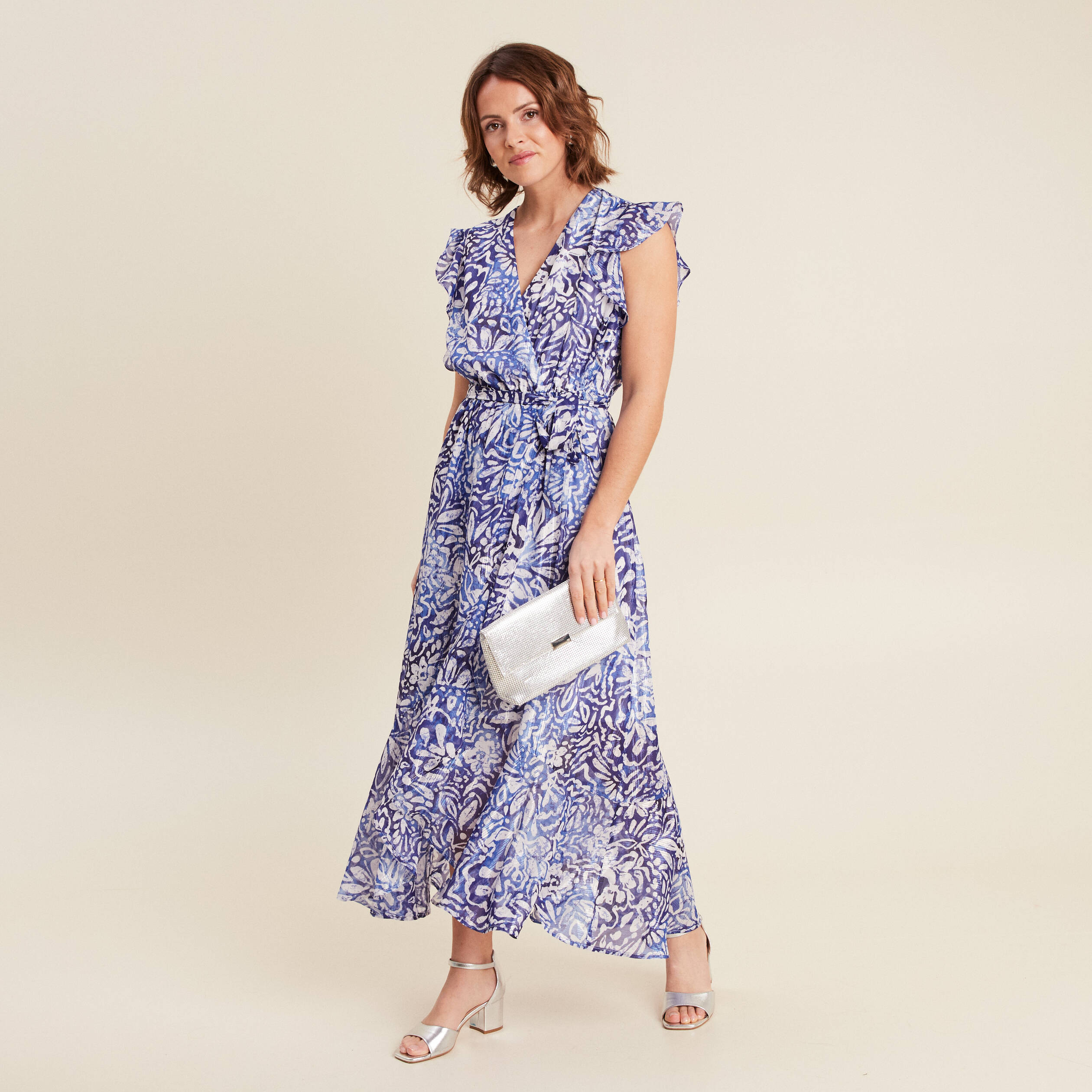 robe longue portefeuille bleu femme Robe longue portefeuille bleu femme