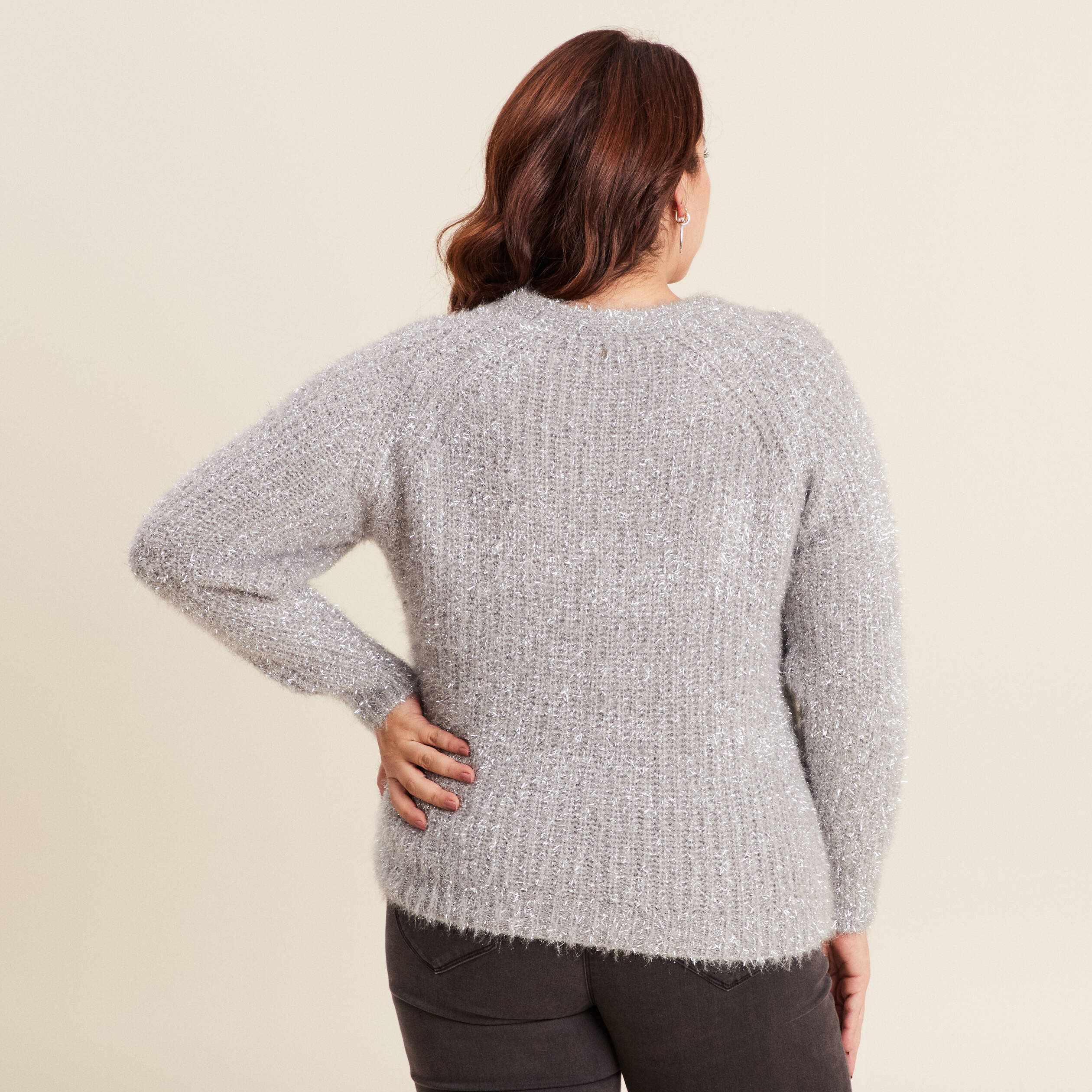 Pull Crop Manches Longues Col V Vince – Gris, Taille S, Occasion Excellent état