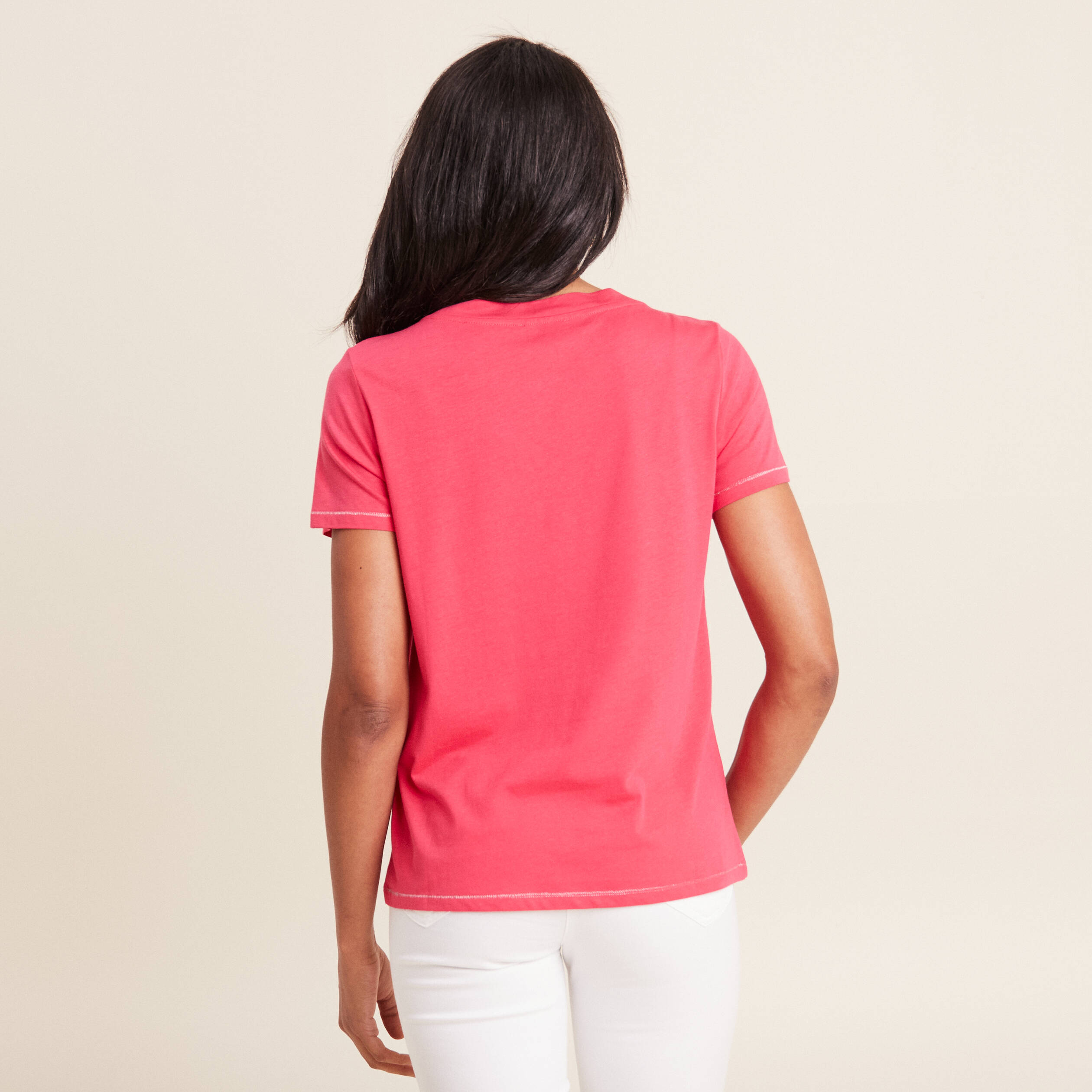 t shirt manches courtes rose framboise femme T-shirt manches courtes rose framboise femme