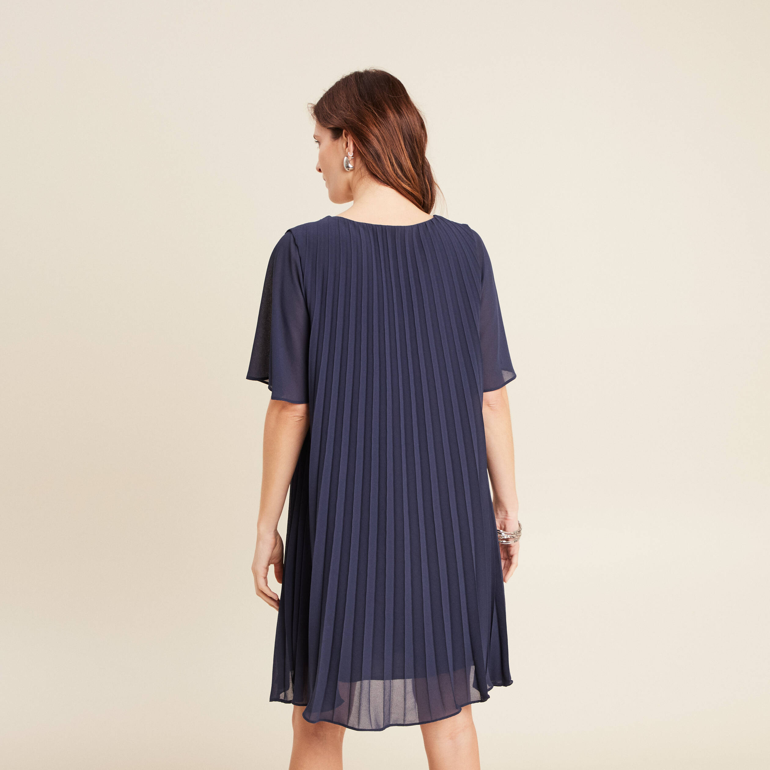 robe droite plissee bleu marine femme Robe droite plissée bleu marine femme
