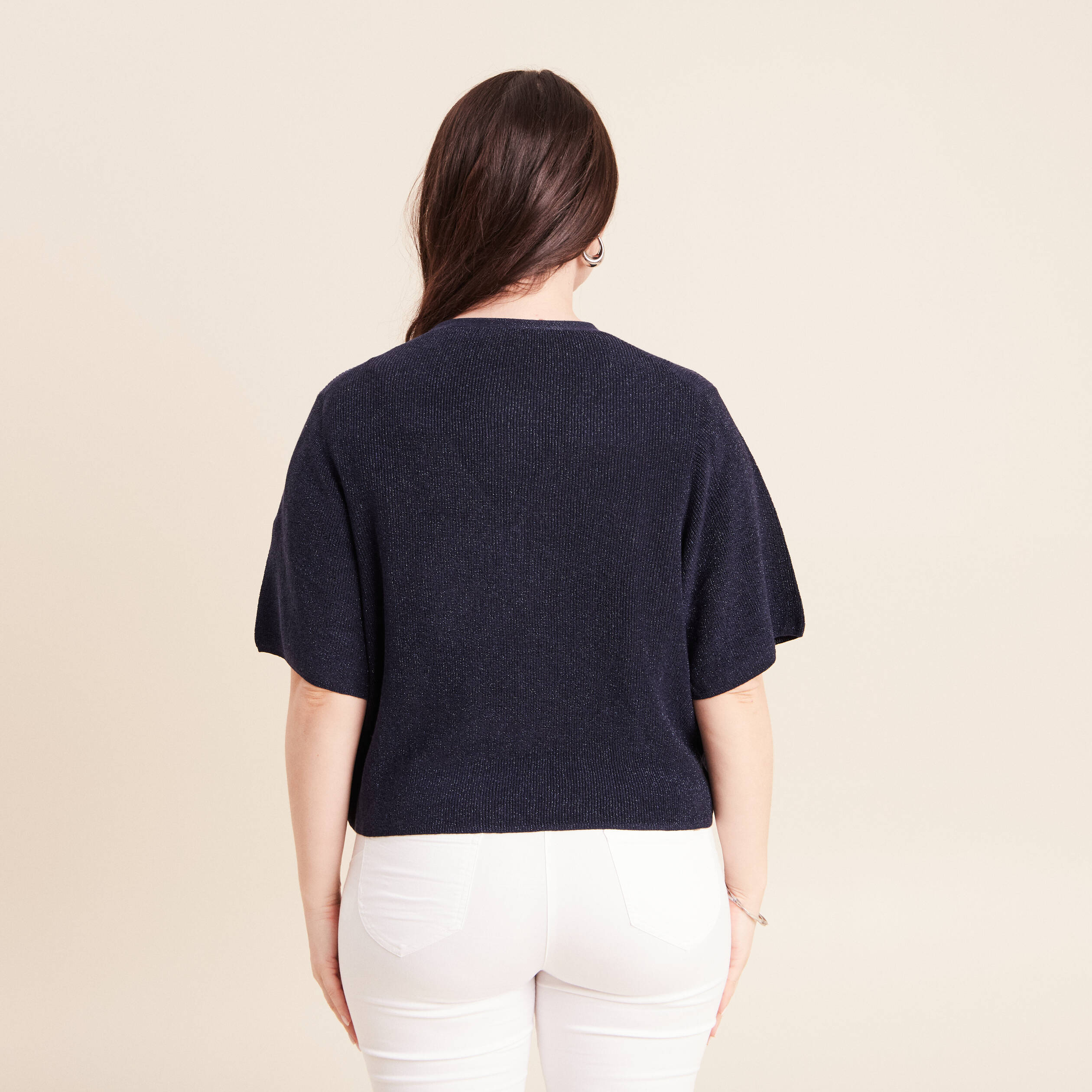 Gilet manches courtes bleu marine femme