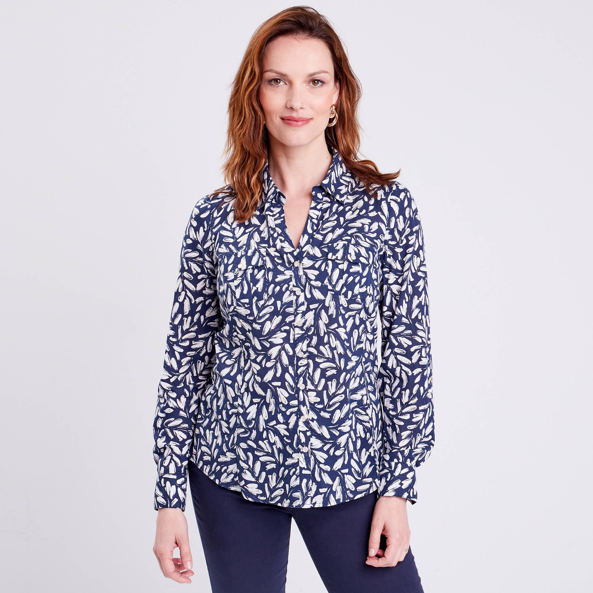 chemise manches longues bleu fonce femme Chemise manches longues bleu foncé femme