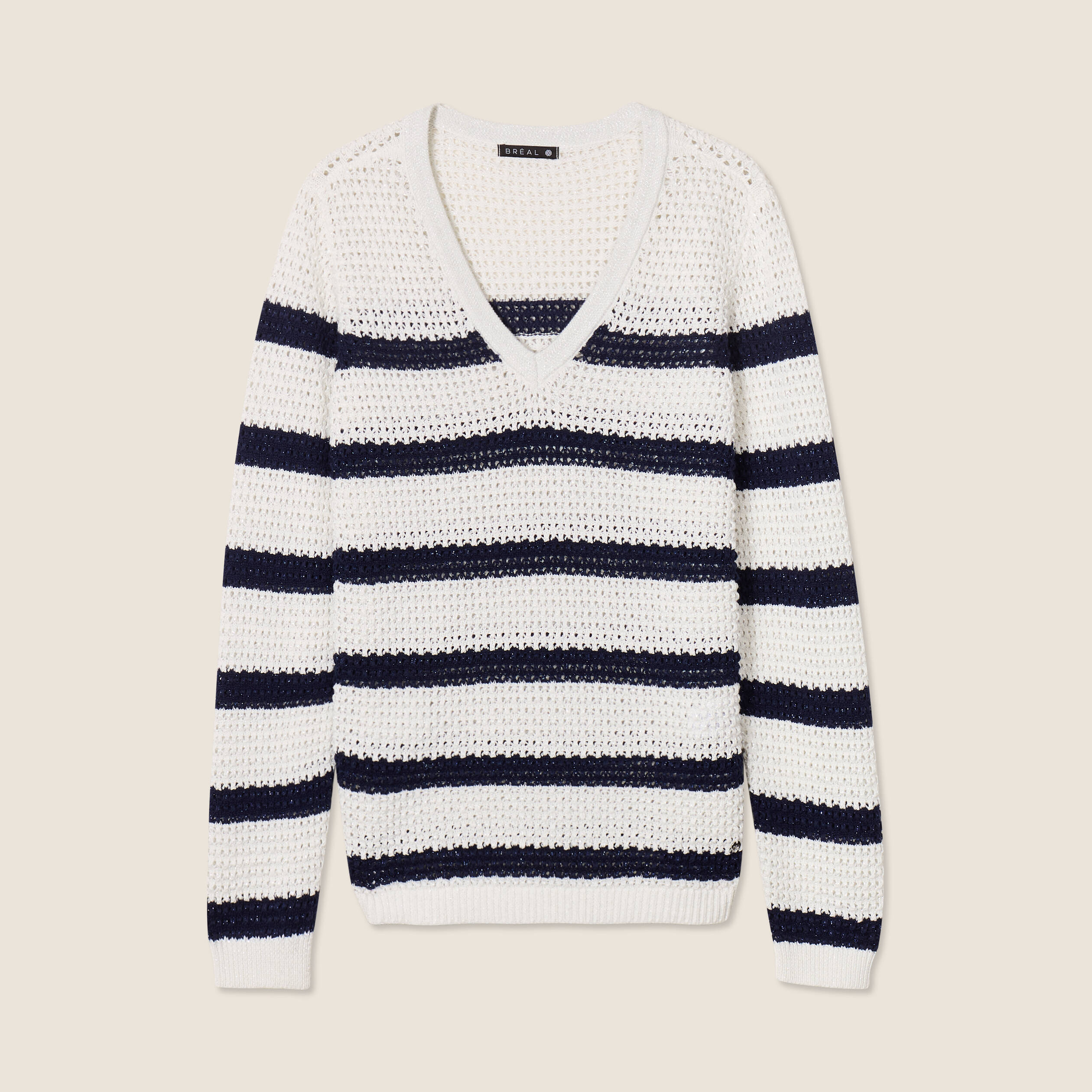 pull manches longues ajoure ecru femme Pull manches longues ajouré ecru femme