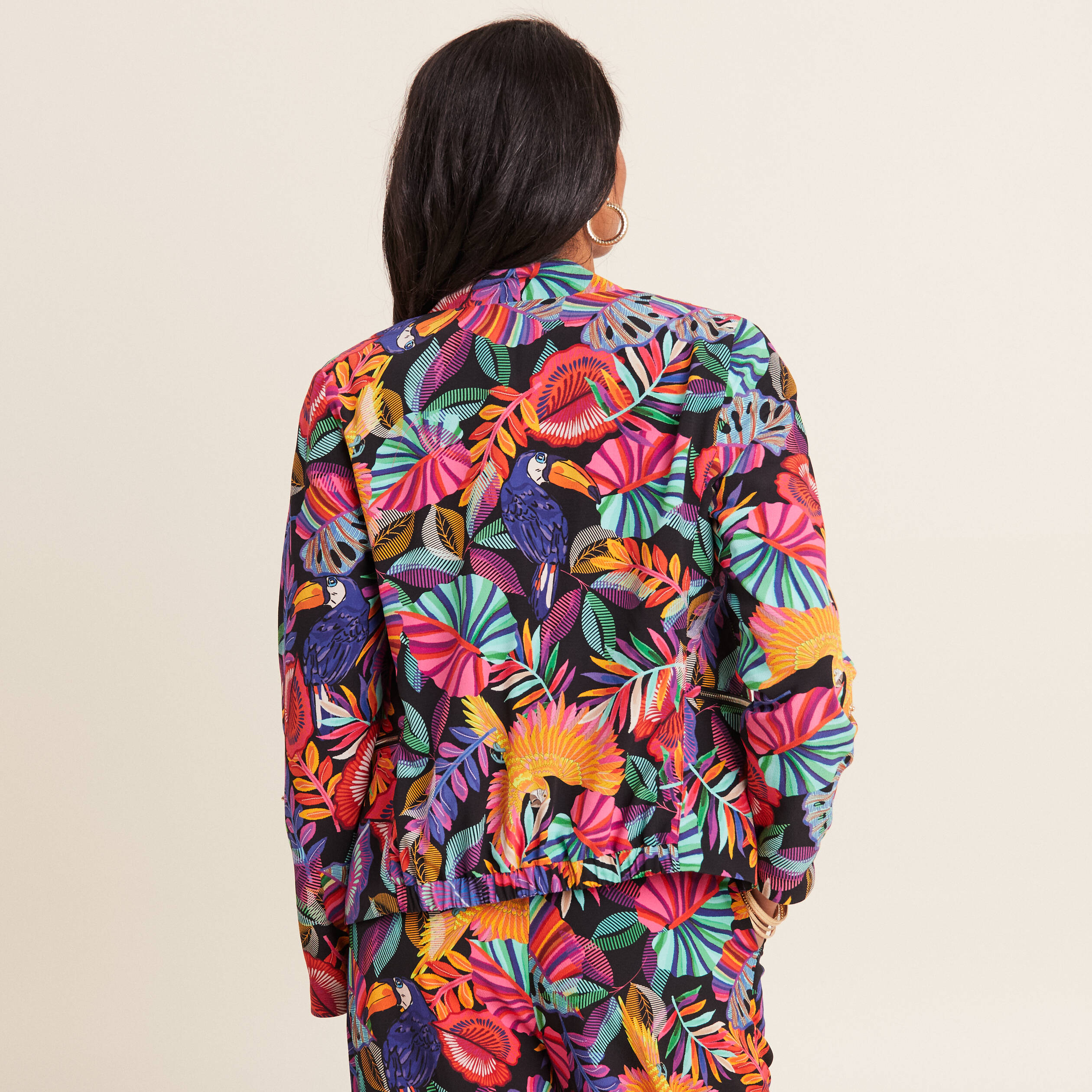 veste droite col chale multicolore femme Veste droite col châle multicolore femme