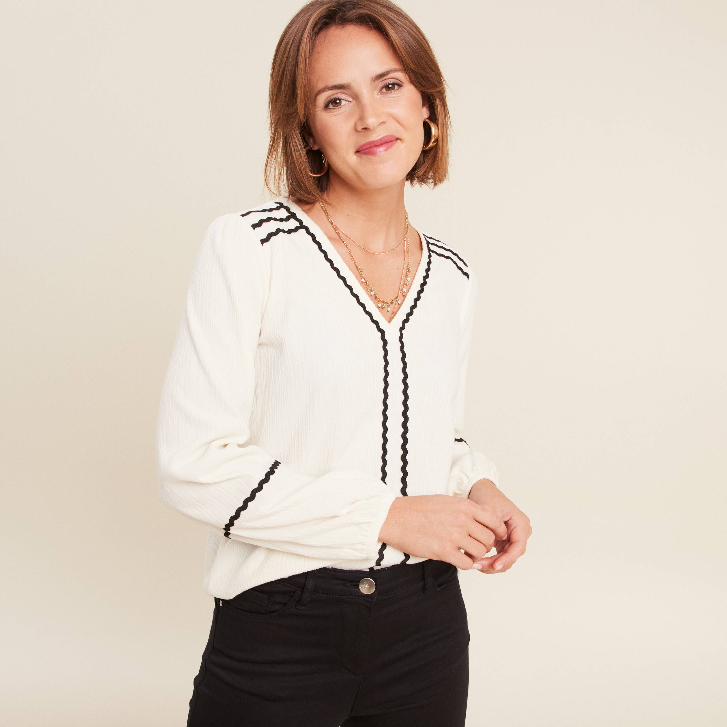 t shirt manches longues ecru femme T-shirt manches longues ecru femme