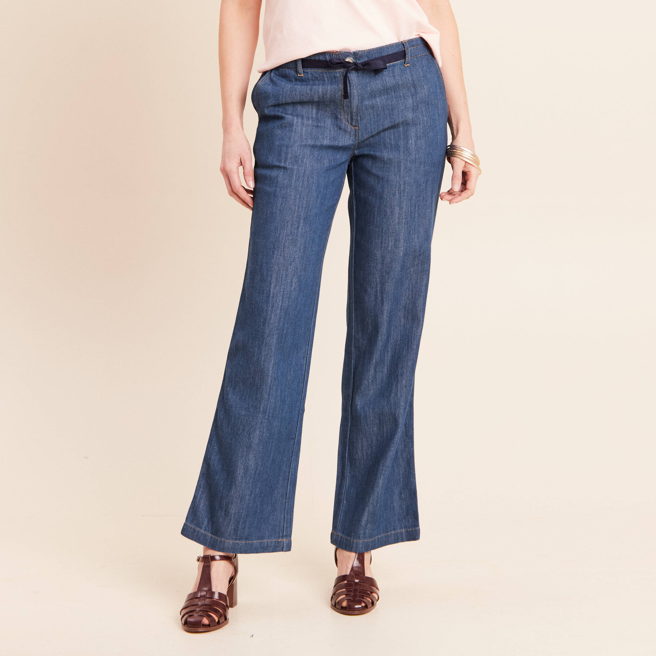 Jean large et fluide denim stone femme