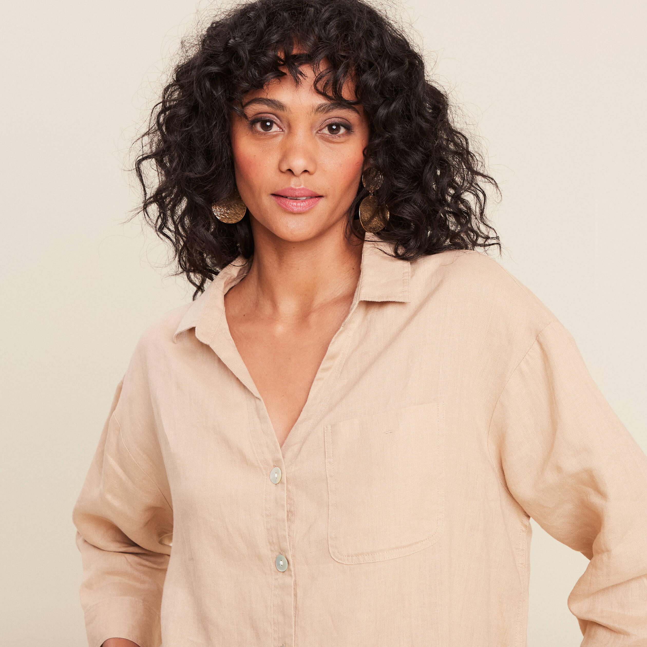 chemise manches 34 sable femme Chemise manches 3/4 sable femme