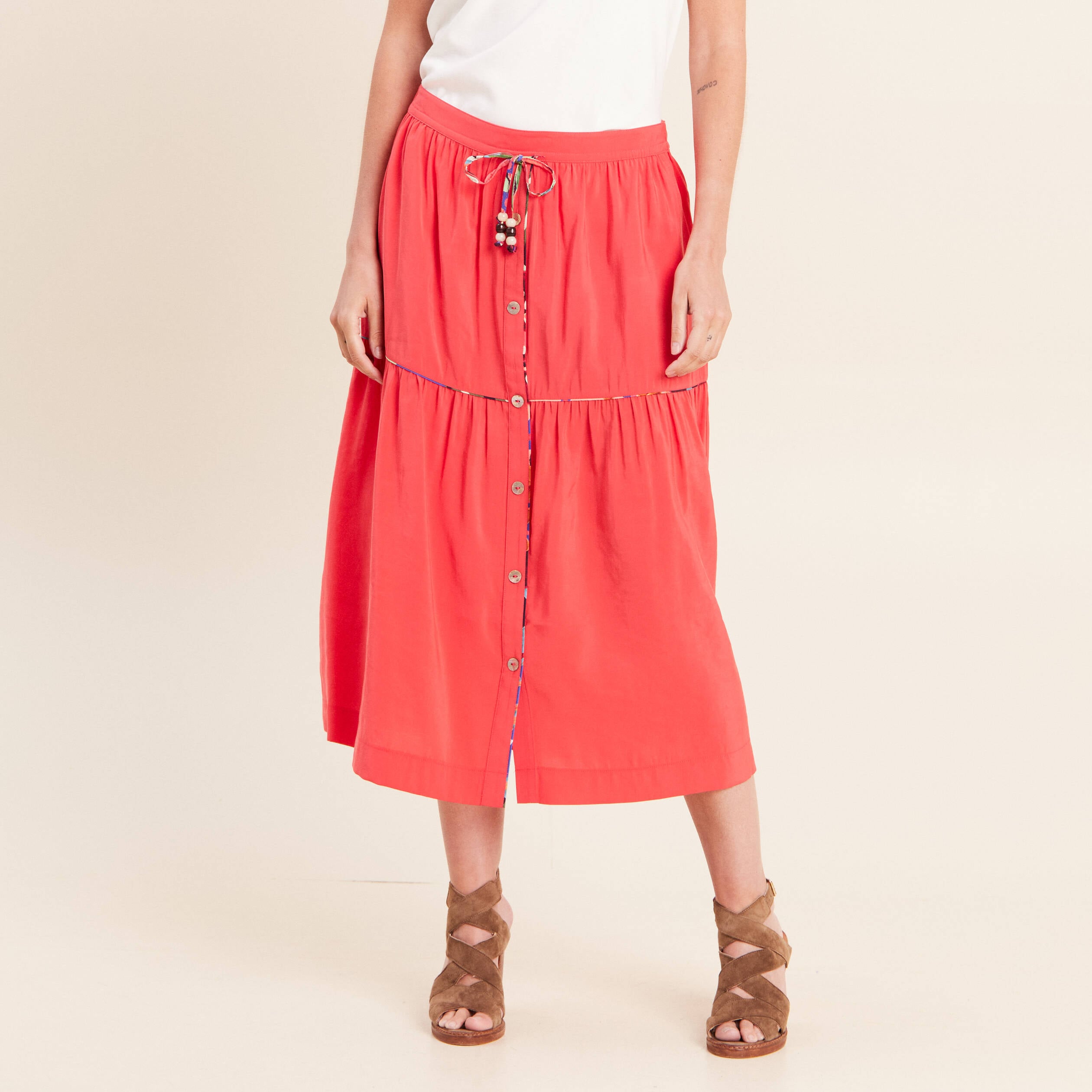 Jupe midi rouge femme