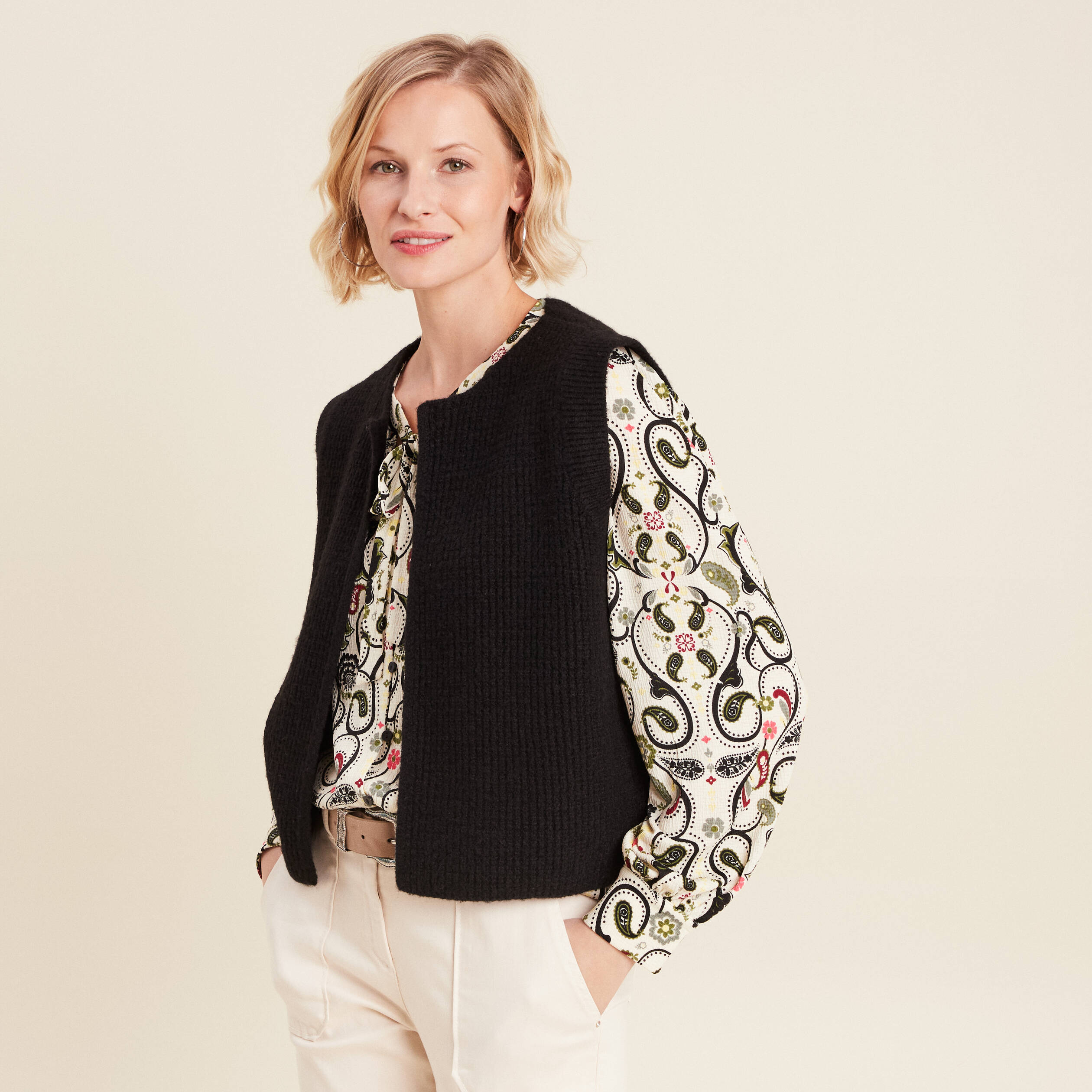 Gilet sans manches noir femme