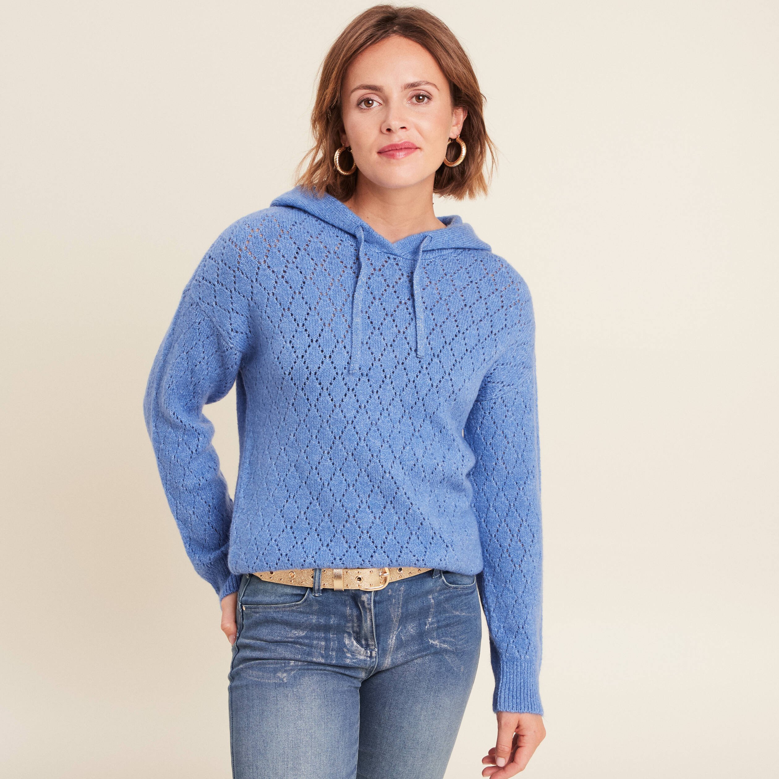 pull a capuche bleu violet femme Pull à capuche bleu violet femme