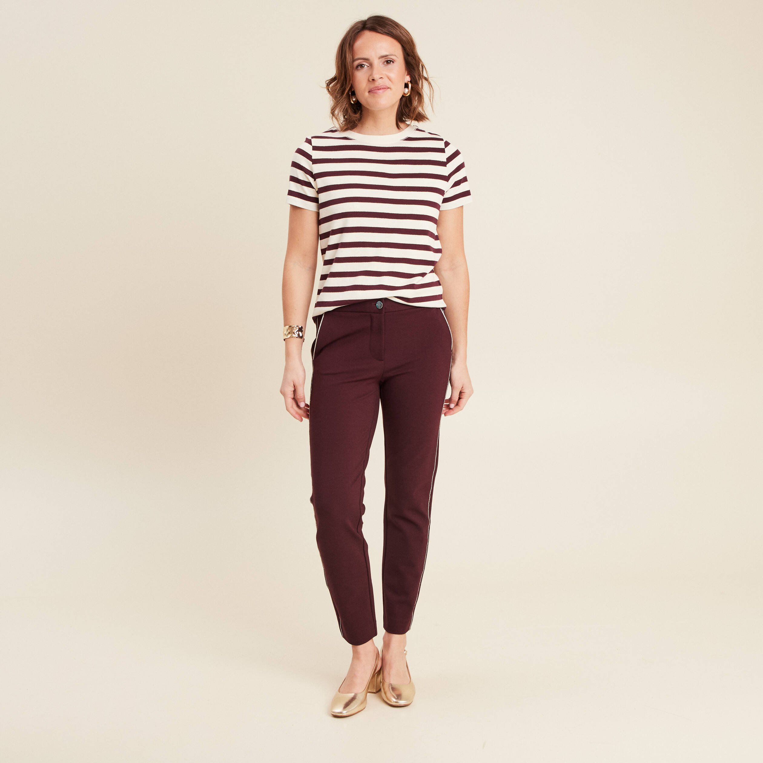 t shirt manches courtes bordeaux femme T-shirt manches courtes bordeaux femme