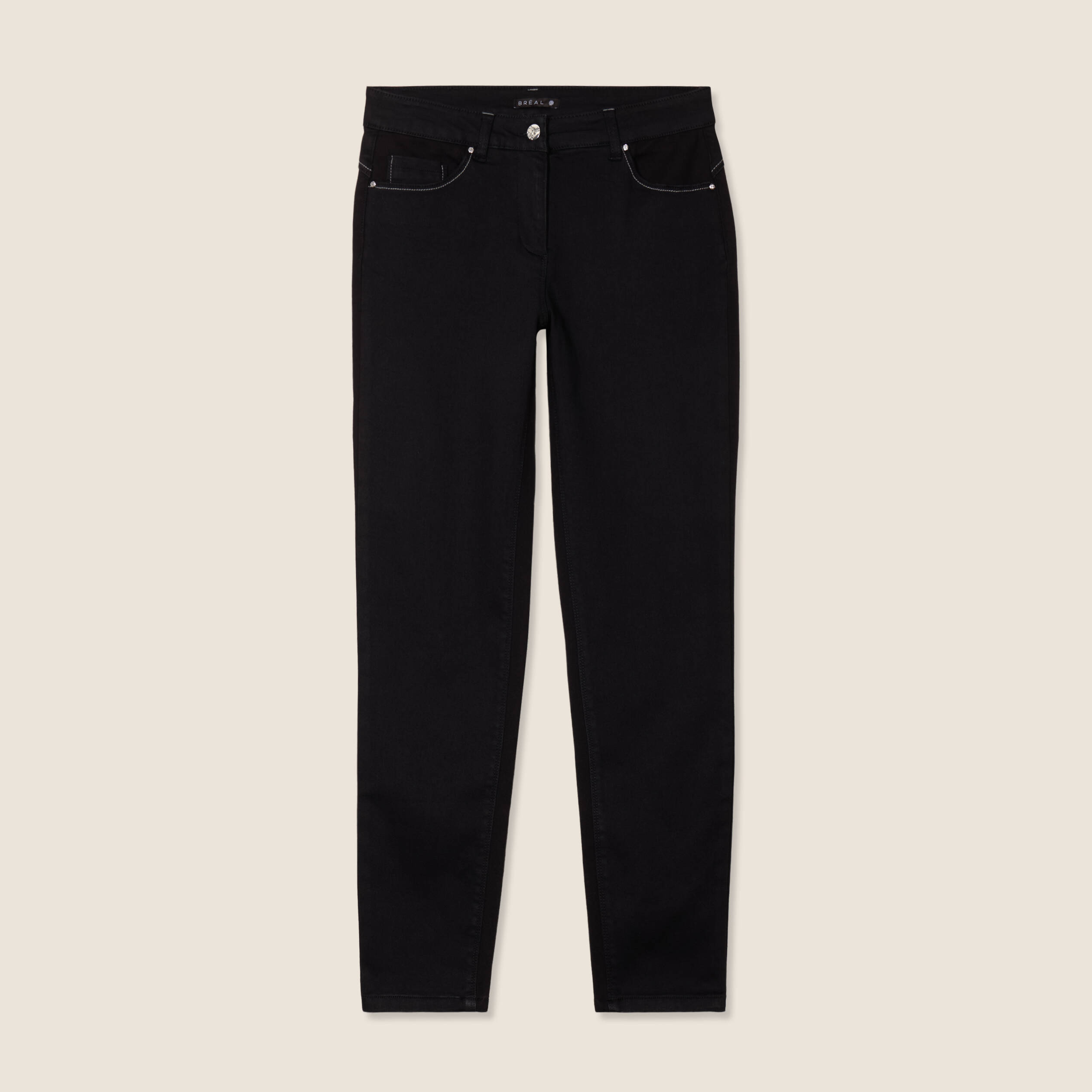 jean ajuste 78eme effet bi matiere noir femme Jean ajusté 7/8ème effet bi-matière noir femme