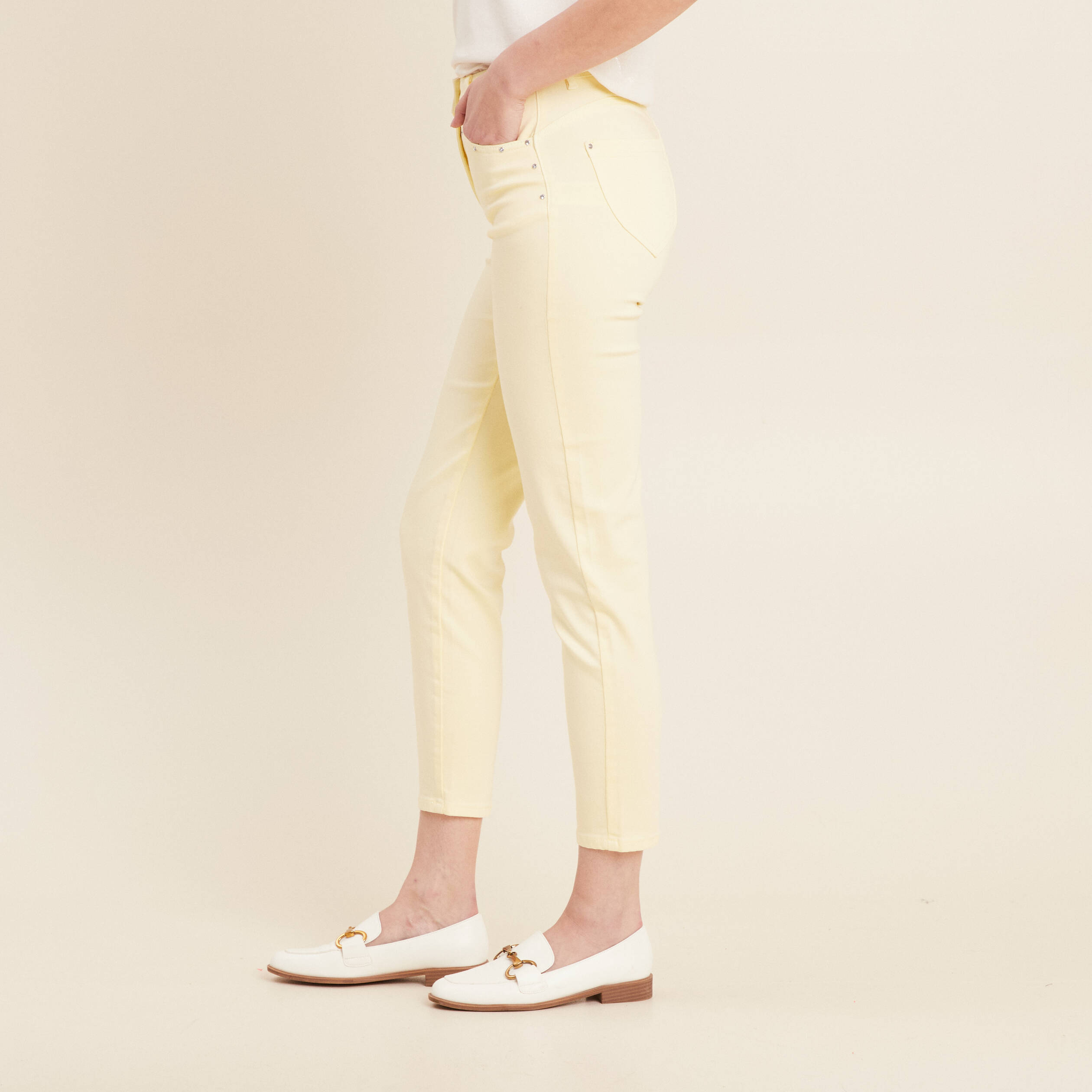 pantalon ajuste 78eme jaune clair femme Pantalon ajusté 7/8ème jaune clair femme