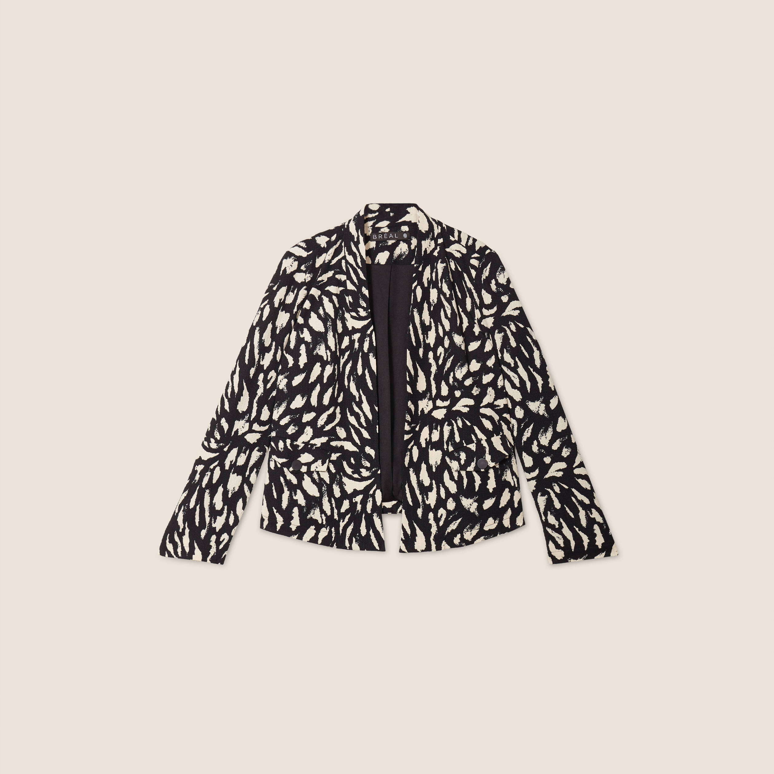 Veste en maille ajust&eacute;e col ch&acirc;le noir femme
