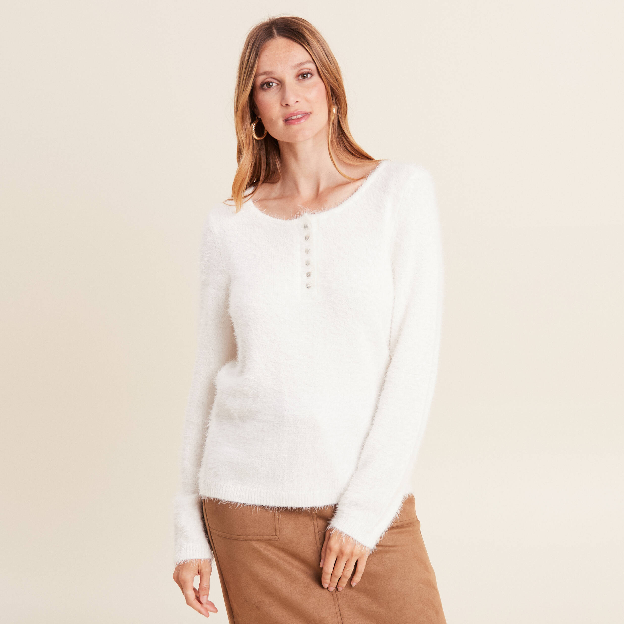 pull manches longues ecru femme Pull manches longues ecru femme