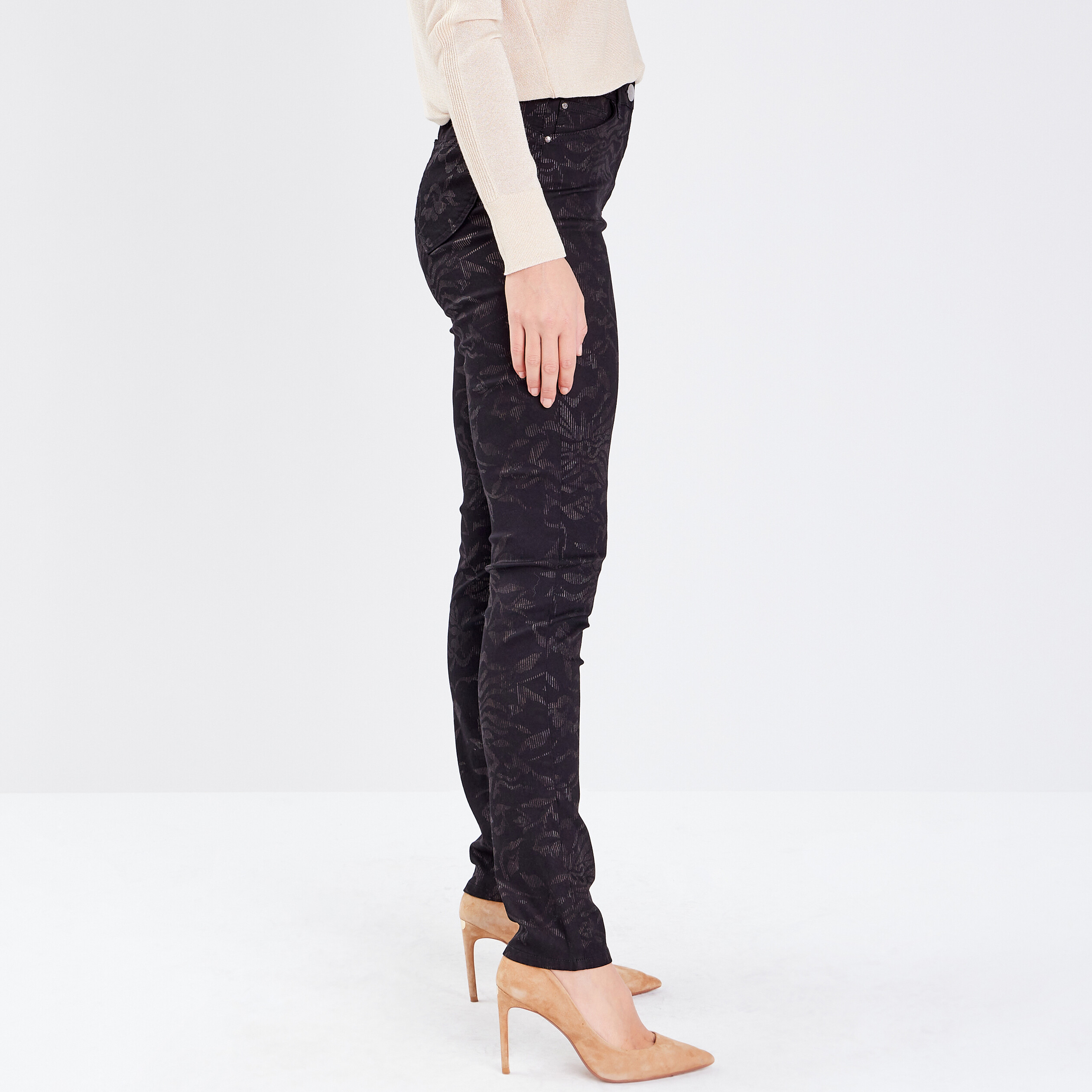 pantalon ajuste denim noir femme Pantalon ajusté denim noir femme