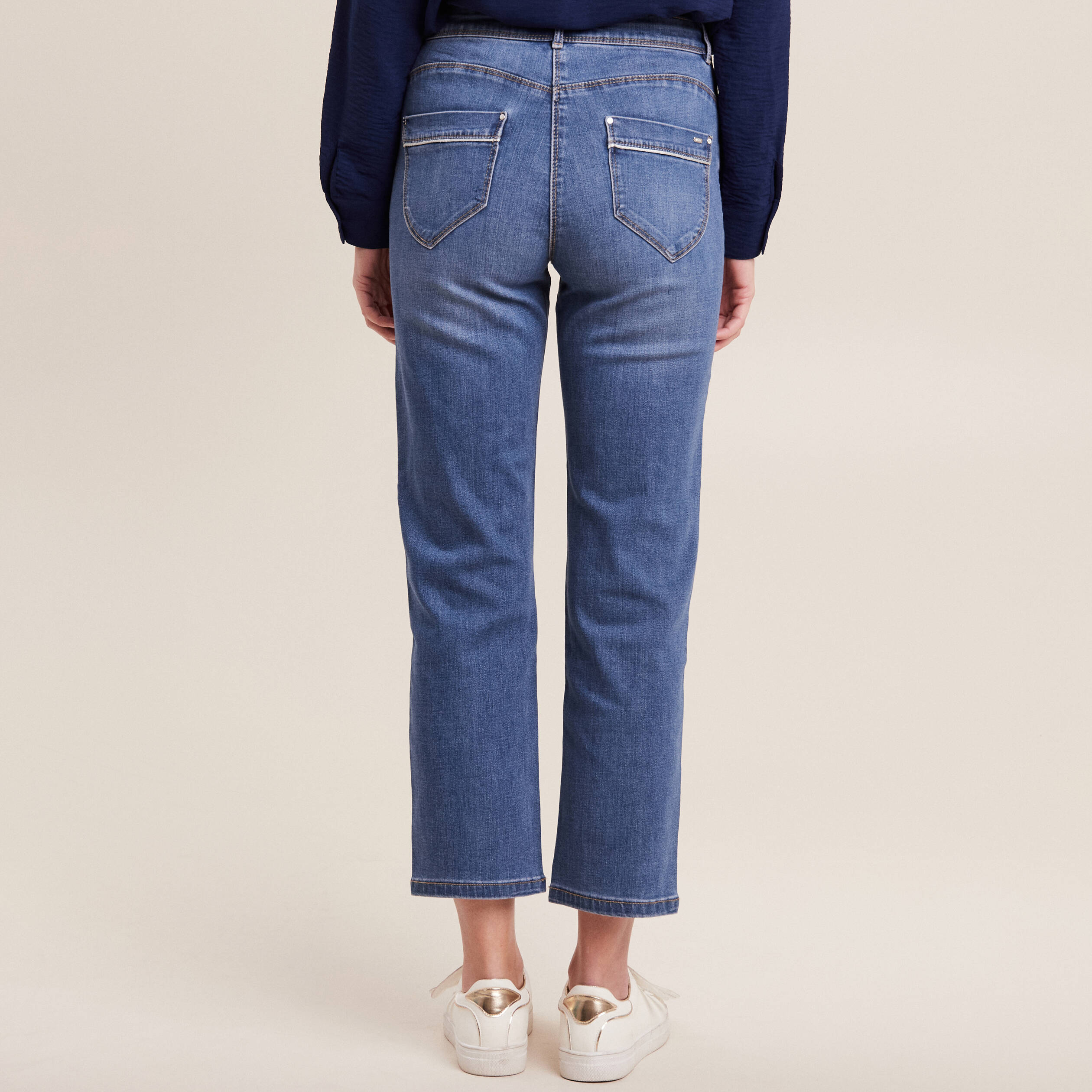 Jean coupe droite 7/8&egrave;me denim stone femme