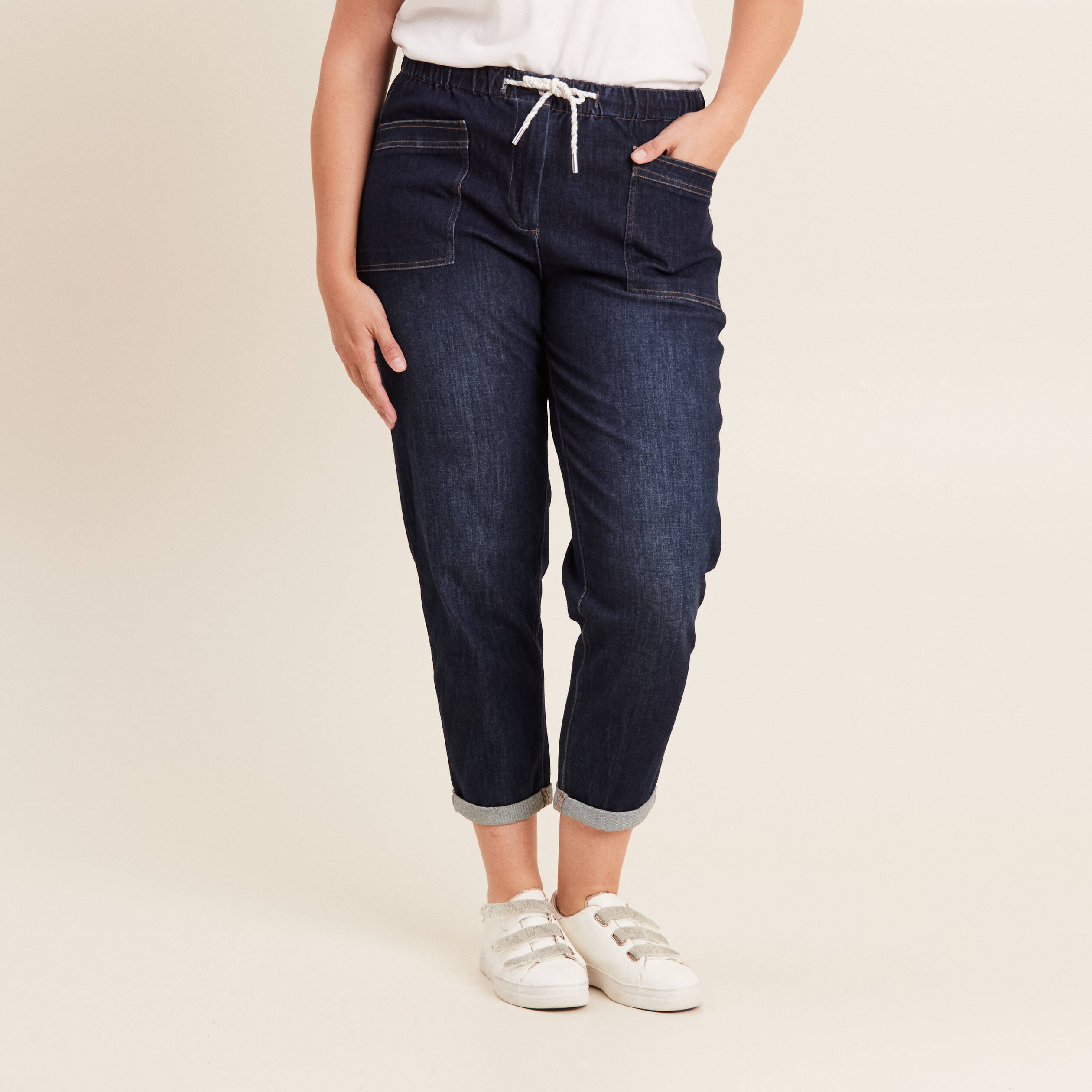 Jean coupe mom 7/8&egrave;me denim brut femme