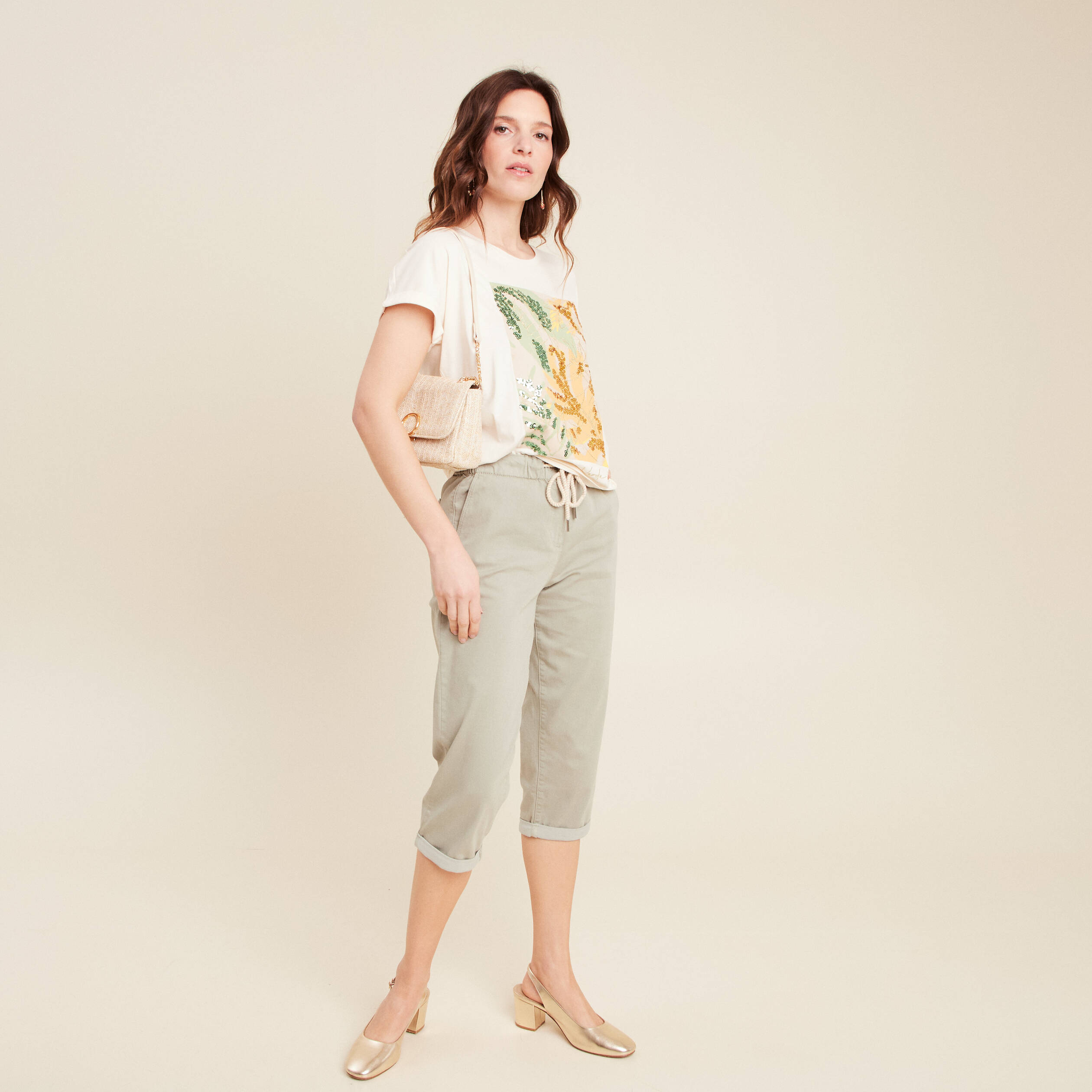 t shirt manches courtes ecru femme T-shirt manches courtes ecru femme