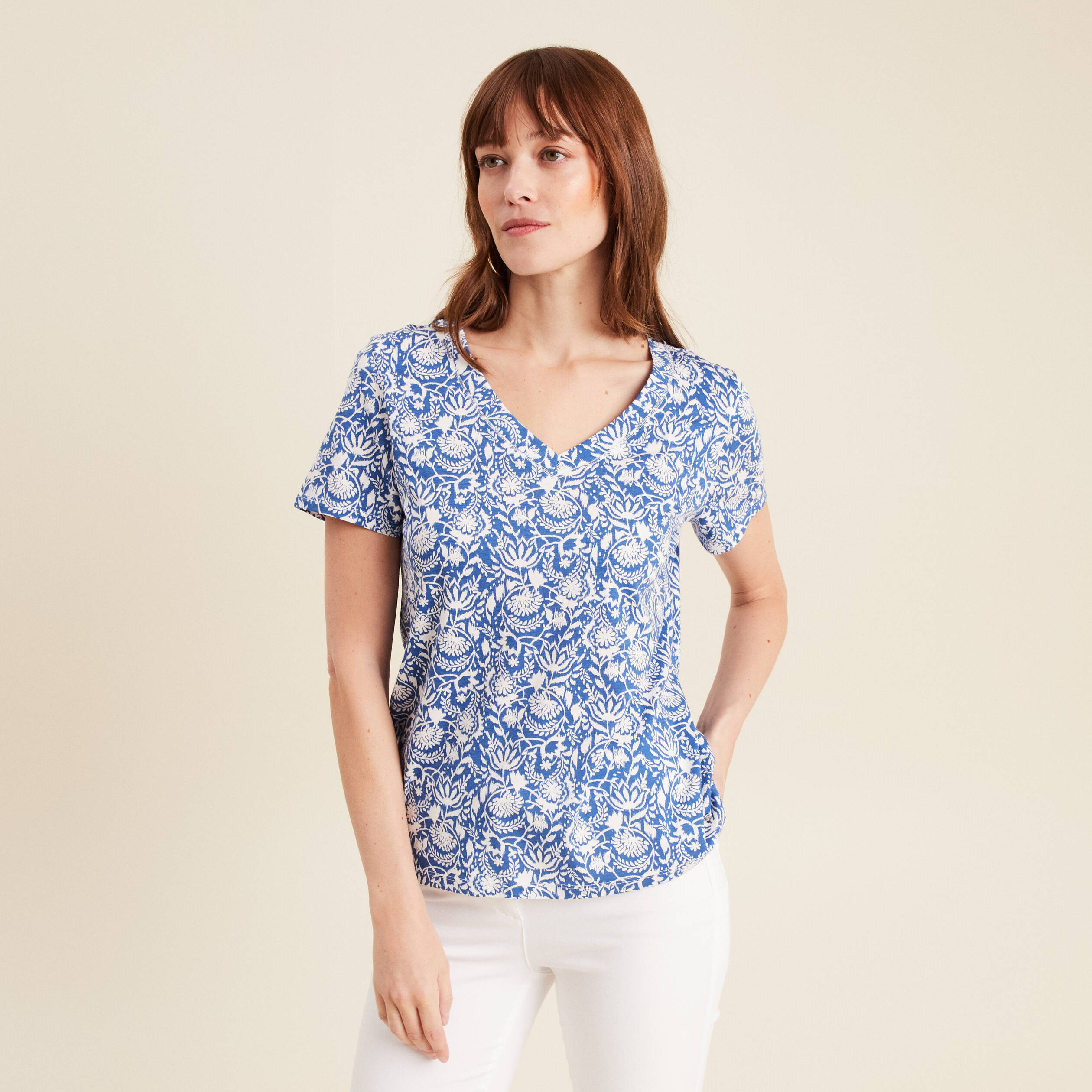 T-shirt manches courtes bleu femme