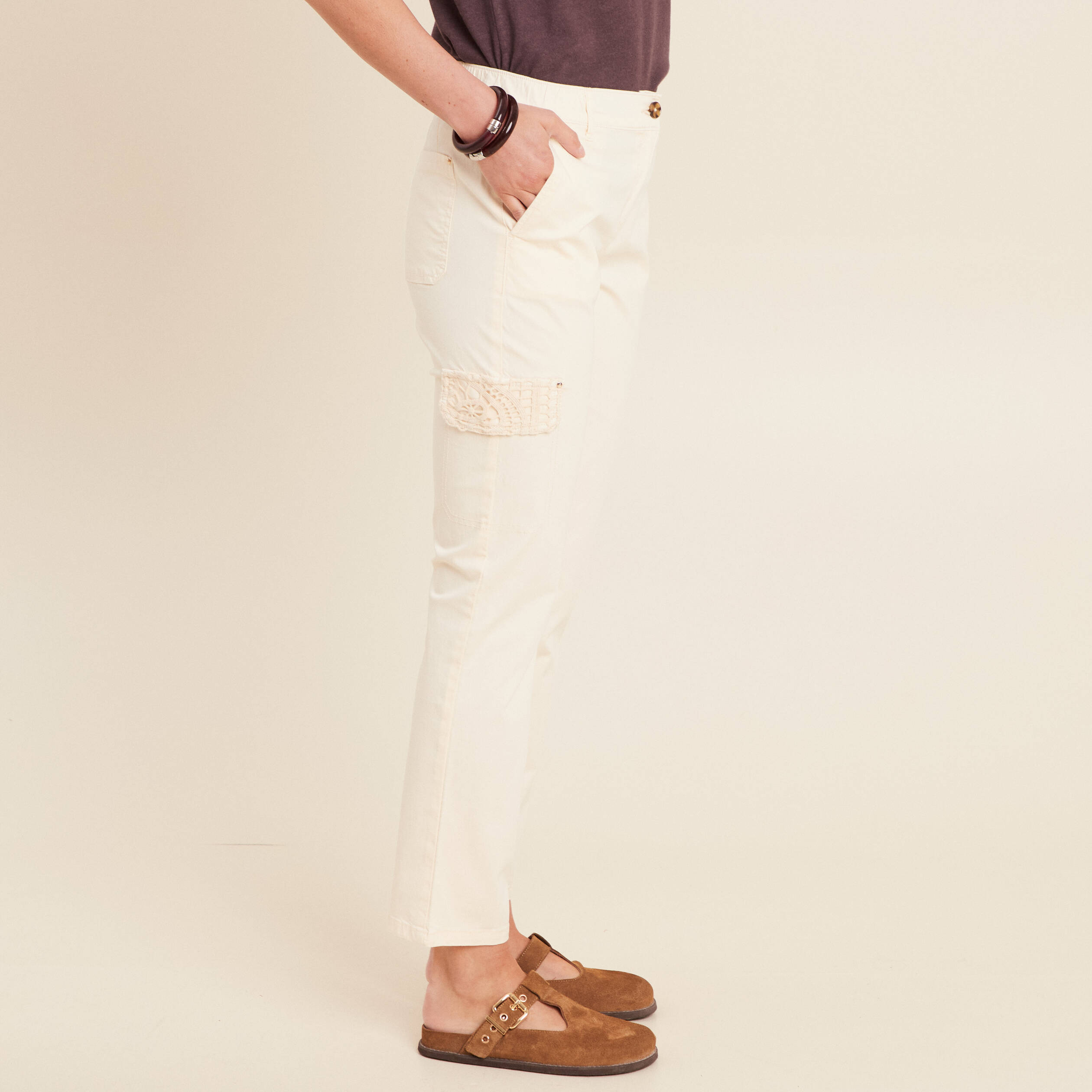 pantalon jogpant 78eme ecru femme Pantalon jogpant 7/8ème ecru femme