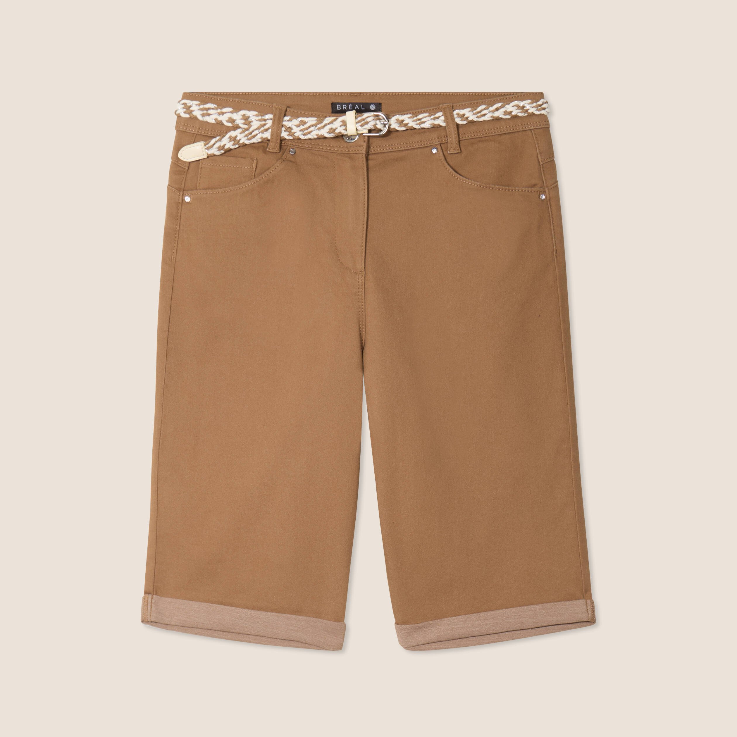 bermuda ajuste ceinture taupe femme Bermuda ajusté ceinturé taupe femme