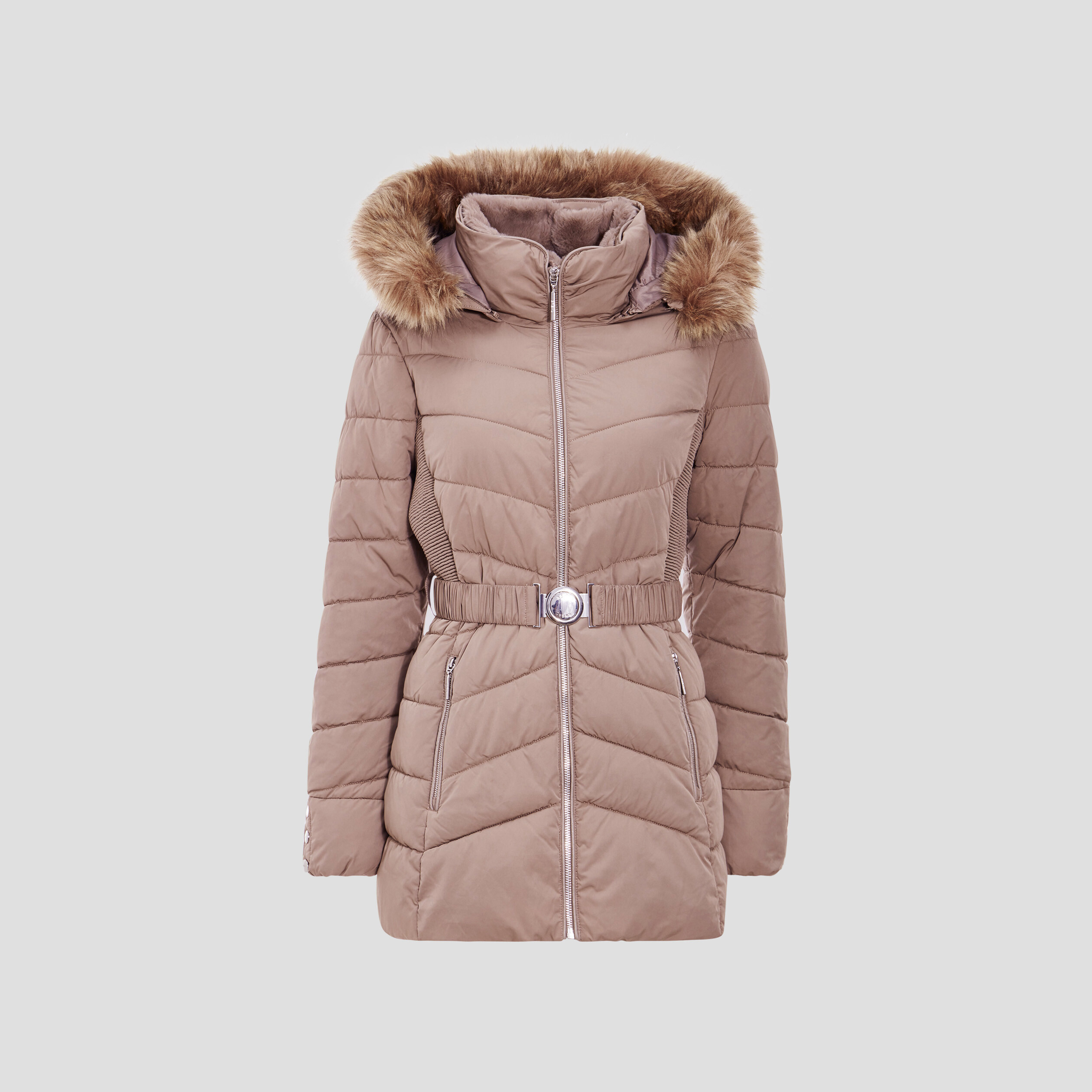 Doudoune marron sales femme capuche fourrure