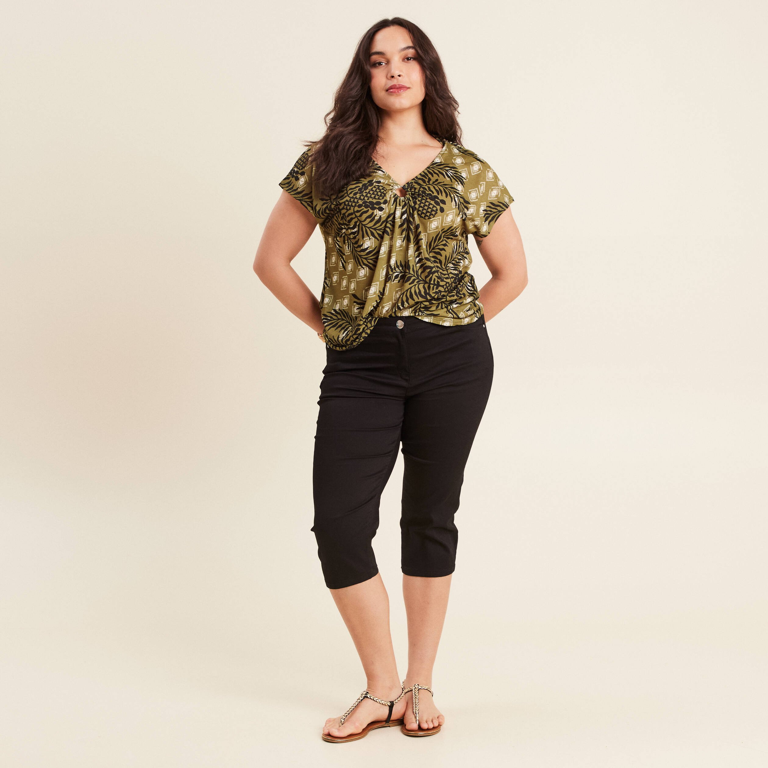 T-shirt manches courtes vert femme