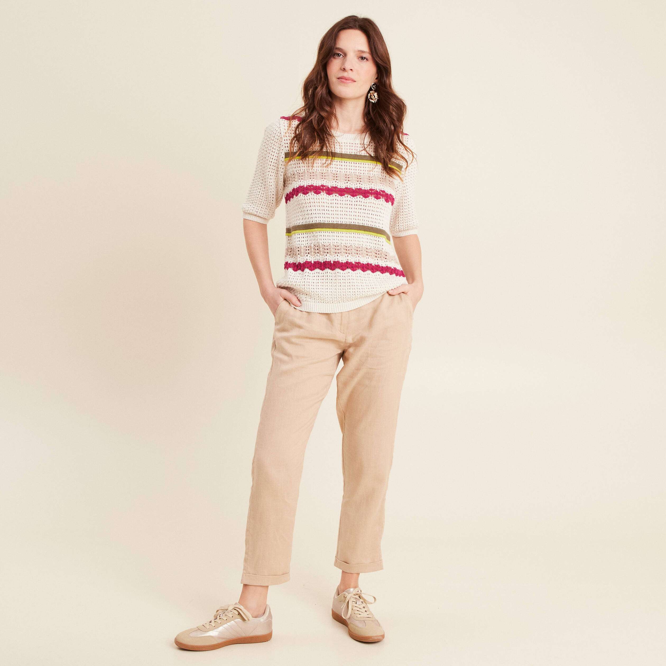 pull dentelle col bateau multicolore femme Pull dentelle col bateau multicolore femme
