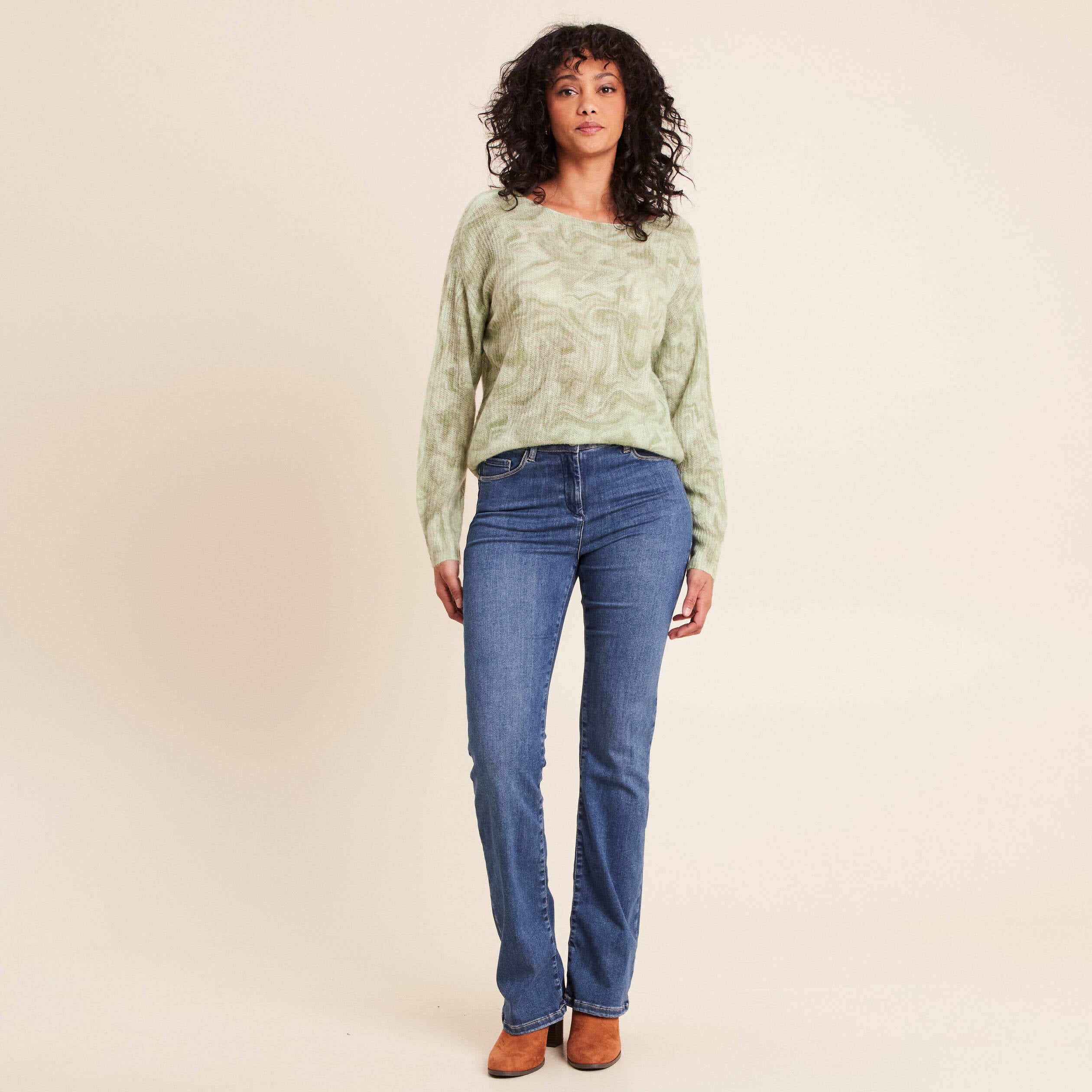 Pull col bateau manches longues gris femme