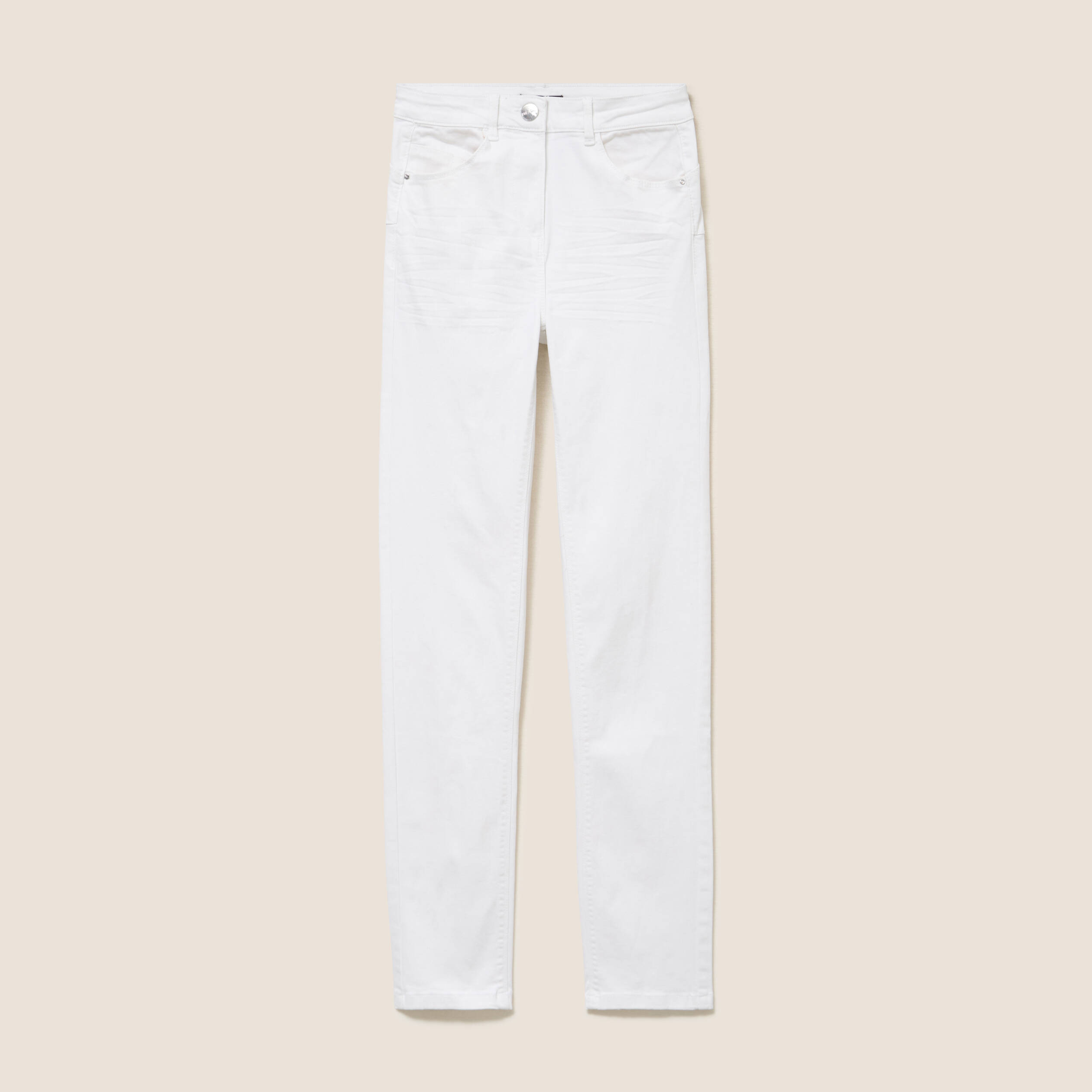 Jean coupe ajust&eacute;e long blanc femme
