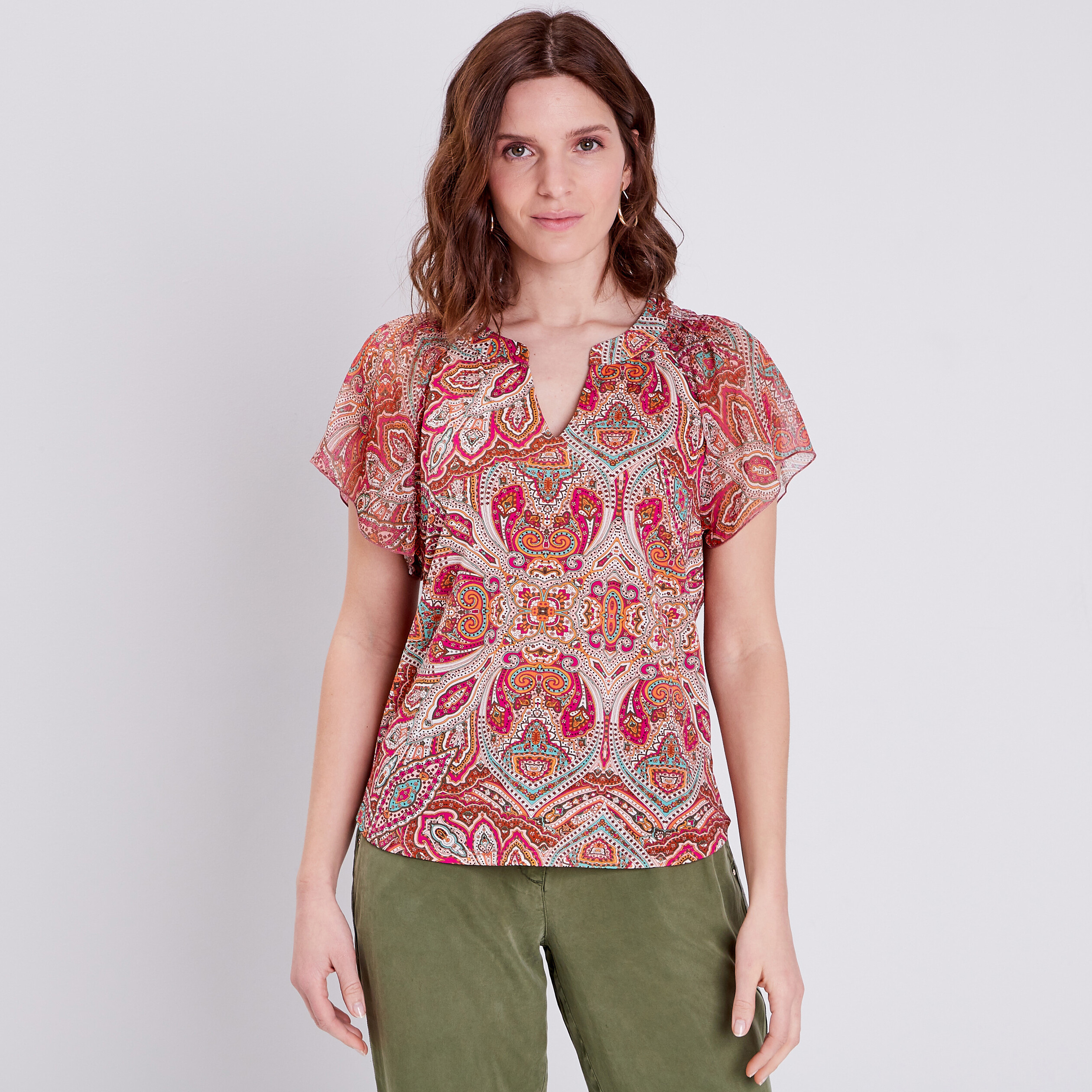 t shirt manches courtes multicolore femme T-shirt manches courtes multicolore femme