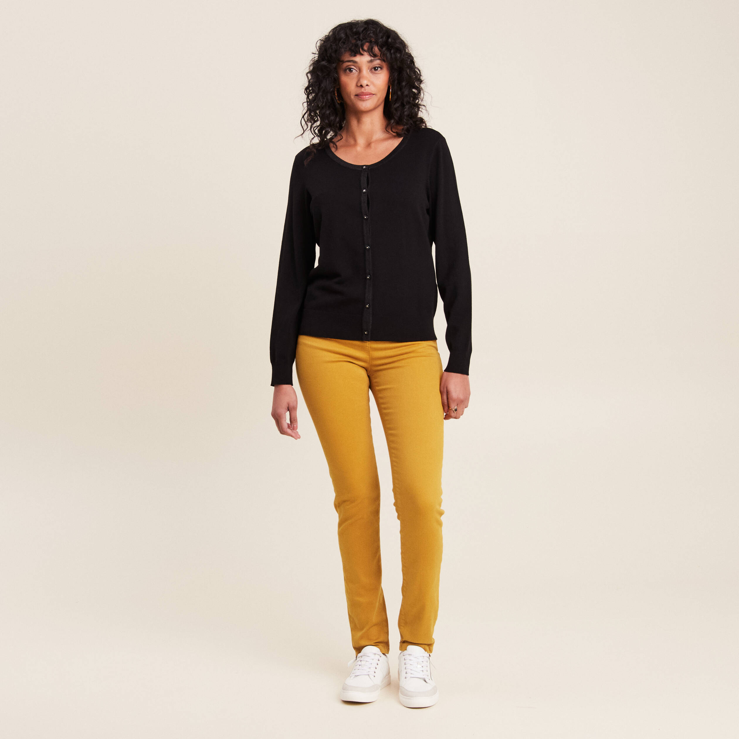 Jean magique L'Unique coupe ajust&eacute;e jaune femme