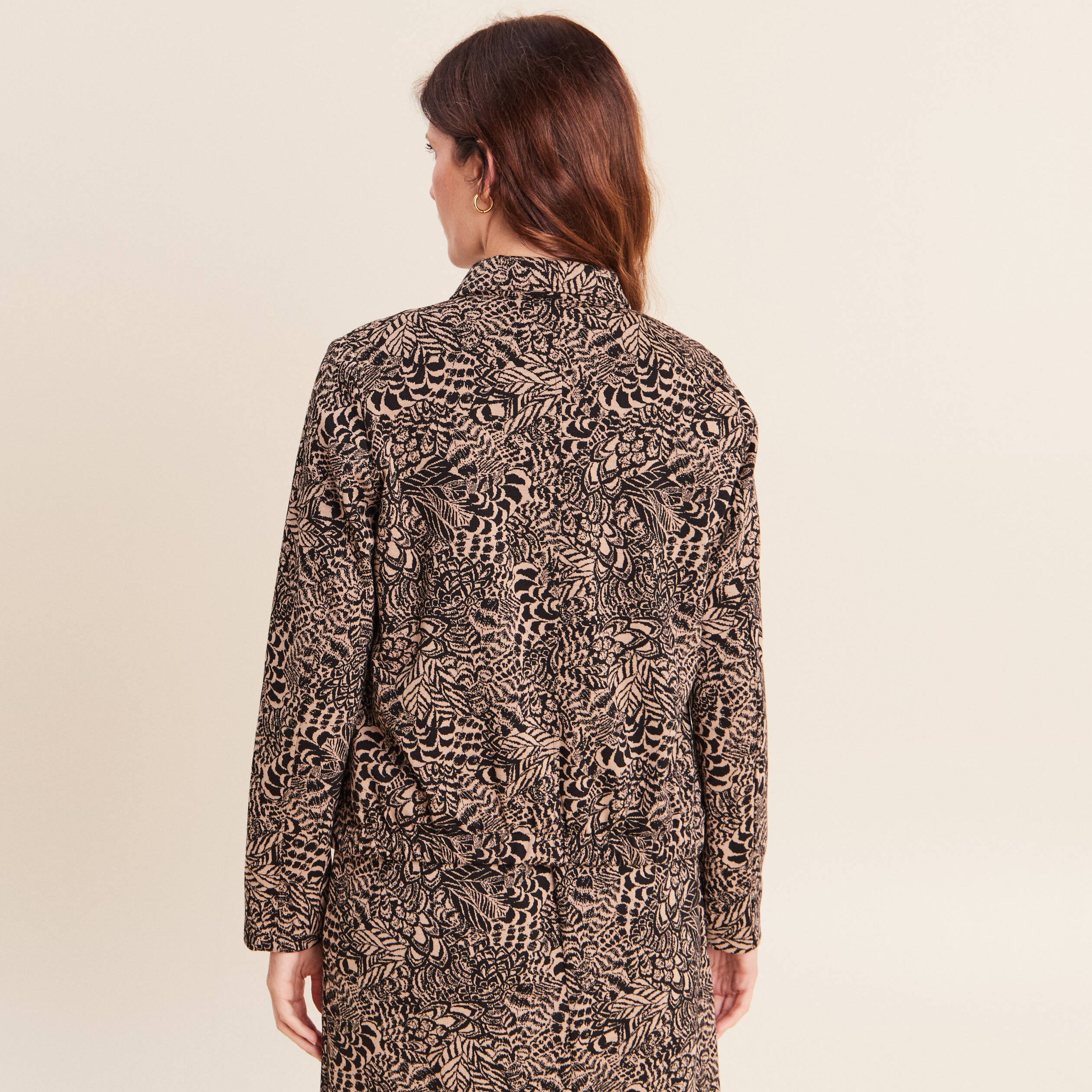 Veste droite doubl&eacute;e beige femme